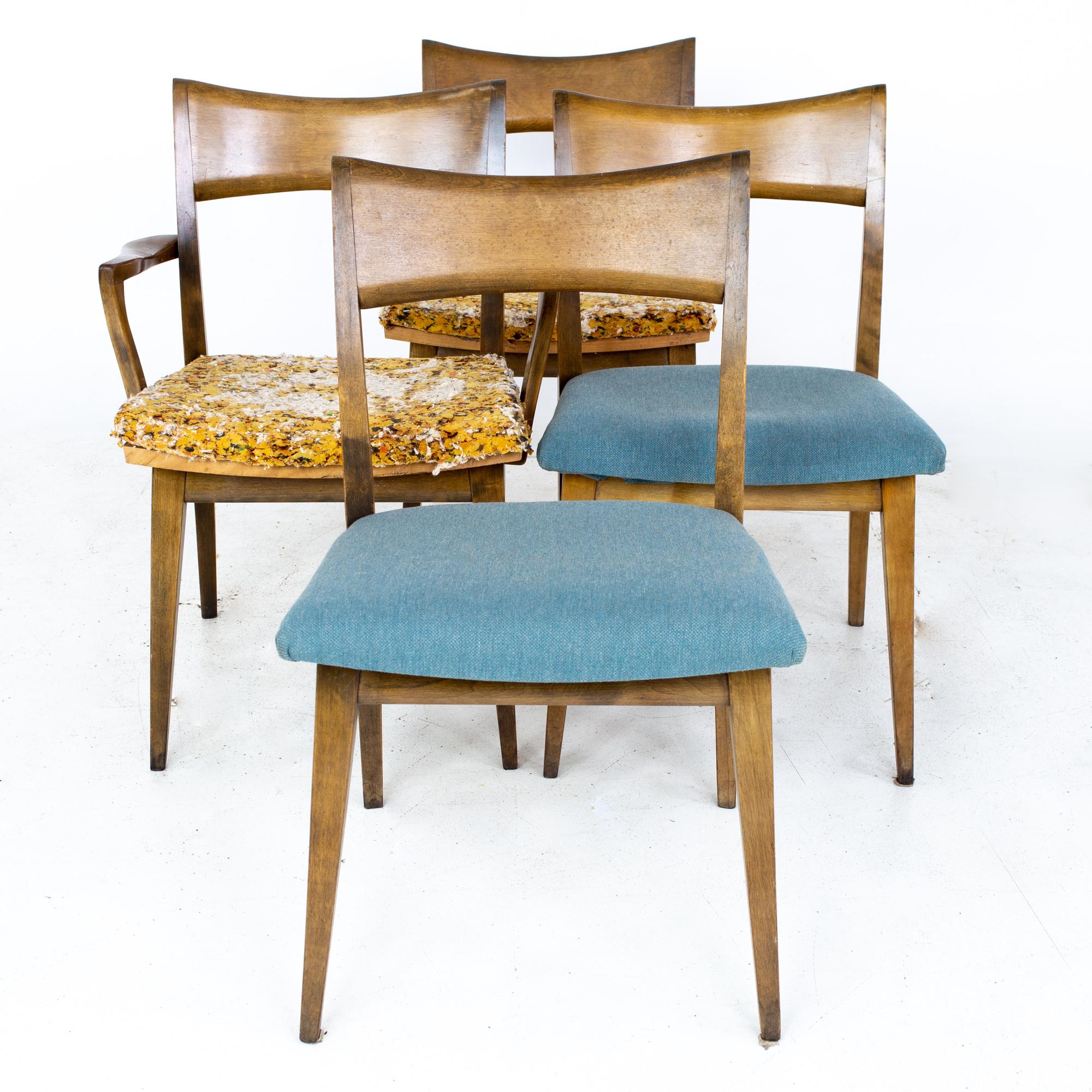 Heywood Wakefield Mid Century Tuxedo Dining Chairs, Set of 6 In Good Condition For Sale In Countryside, IL