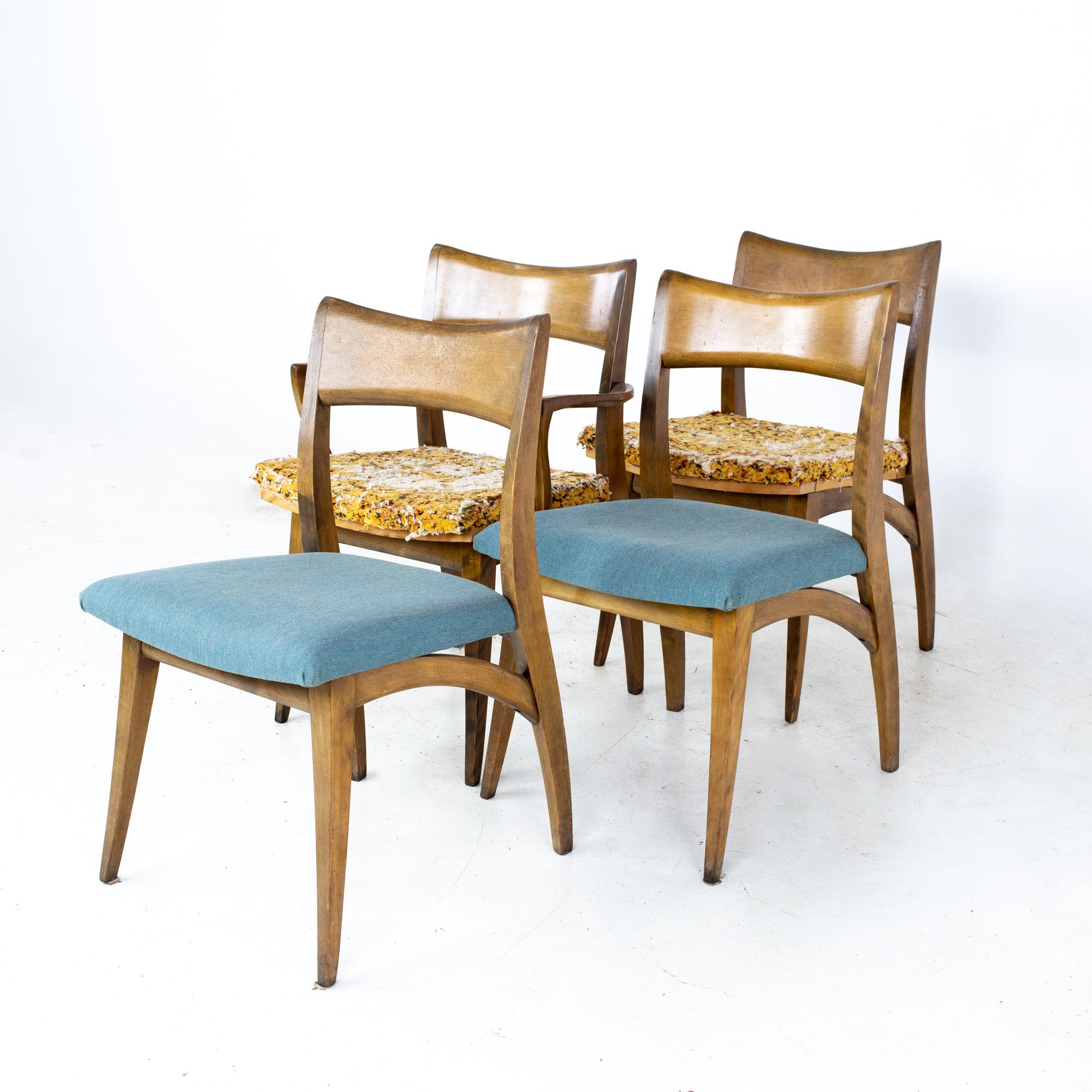 Late 20th Century Heywood Wakefield Mid Century Tuxedo Dining Chairs, Set of 6 For Sale