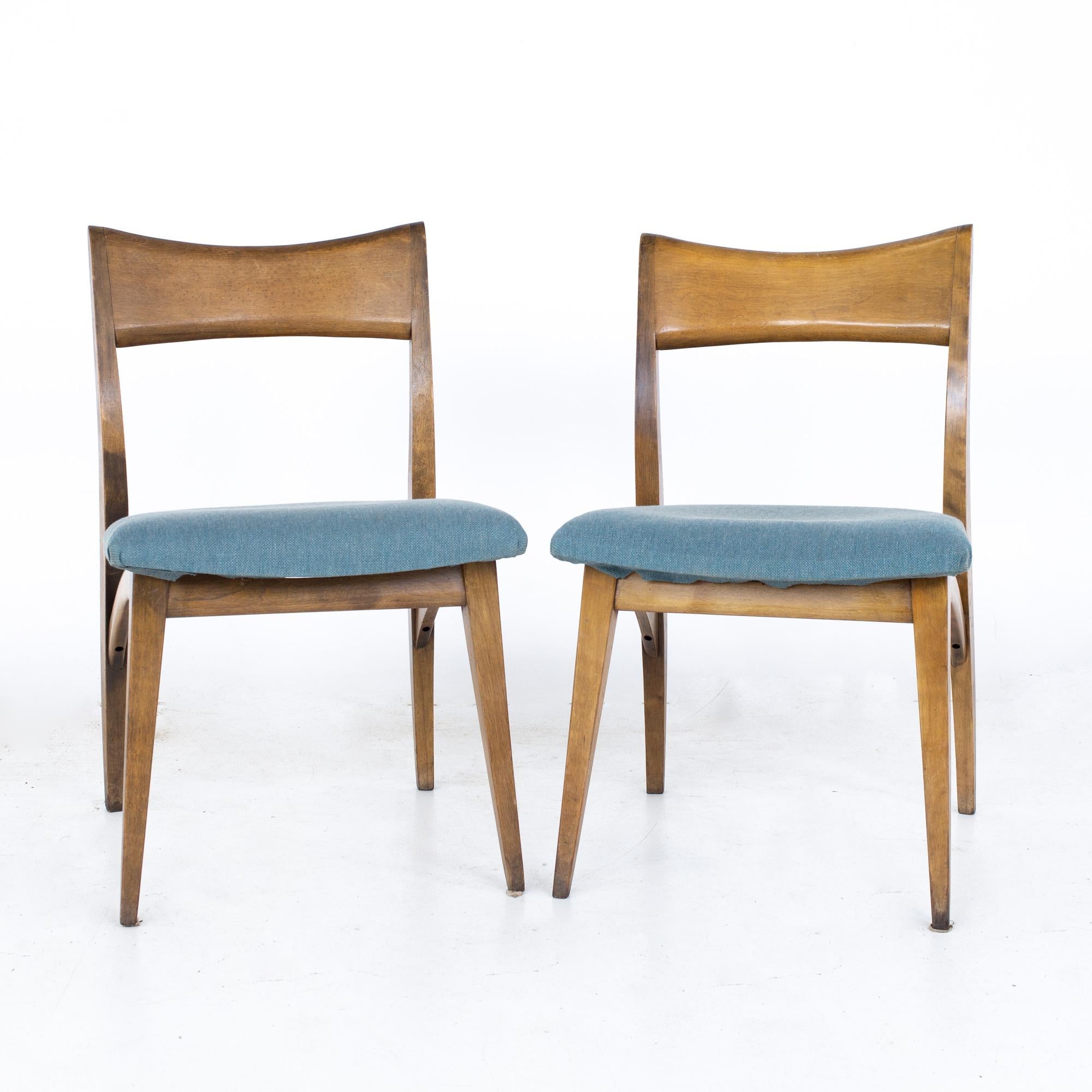 Late 20th Century Heywood Wakefield Mid Century Tuxedo Dining Chairs, Set of 6 For Sale