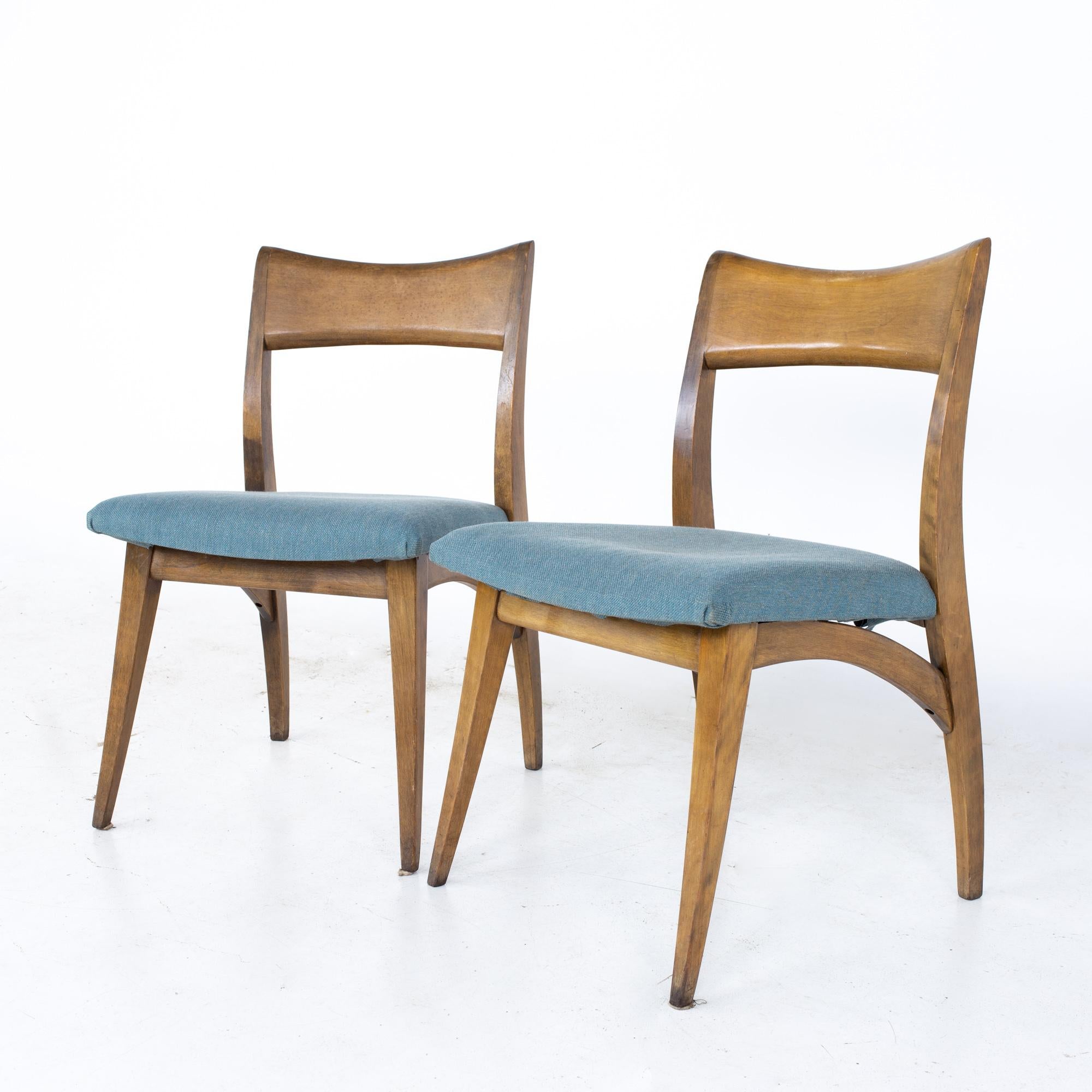 Upholstery Heywood Wakefield Mid Century Tuxedo Dining Chairs, Set of 6 For Sale