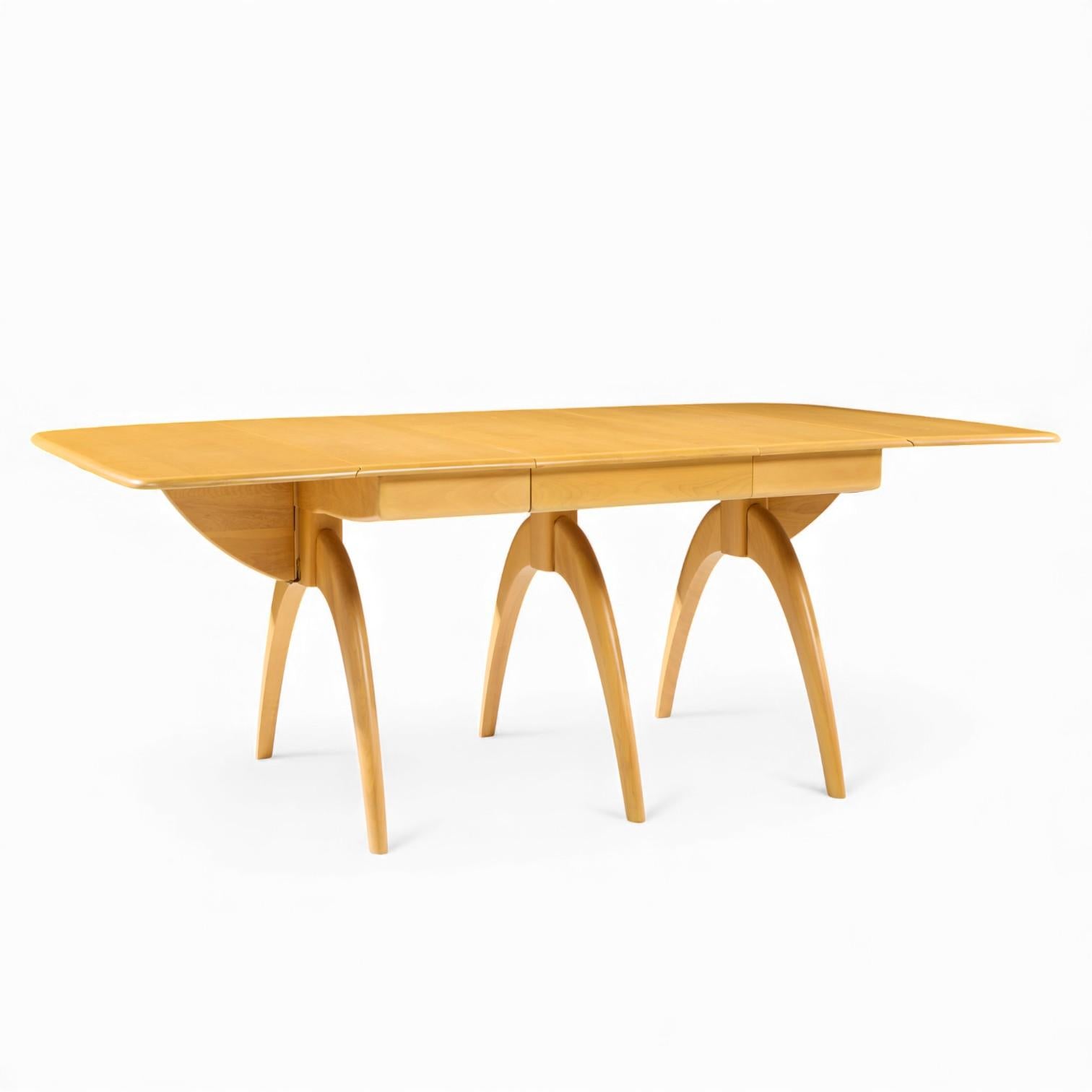 Heywood Wakefield table de salle à manger mi-siècle à chevrons avec 2 rallonges en vente 3