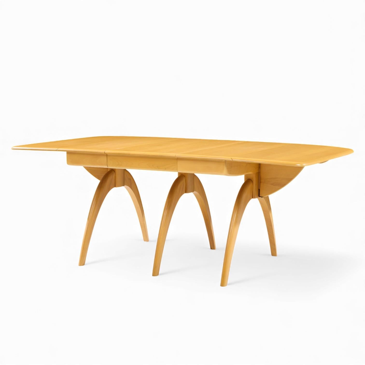Heywood Wakefield table de salle à manger mi-siècle à chevrons avec 2 rallonges en vente 5