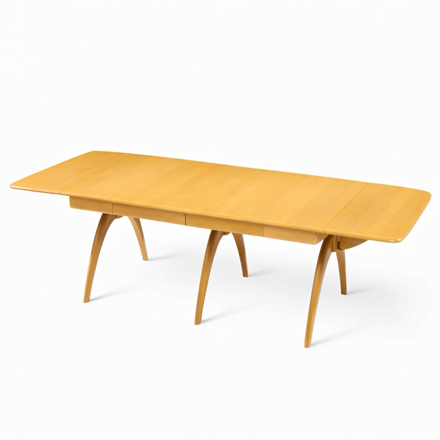 Heywood Wakefield table de salle à manger mi-siècle à chevrons avec 2 rallonges en vente 8