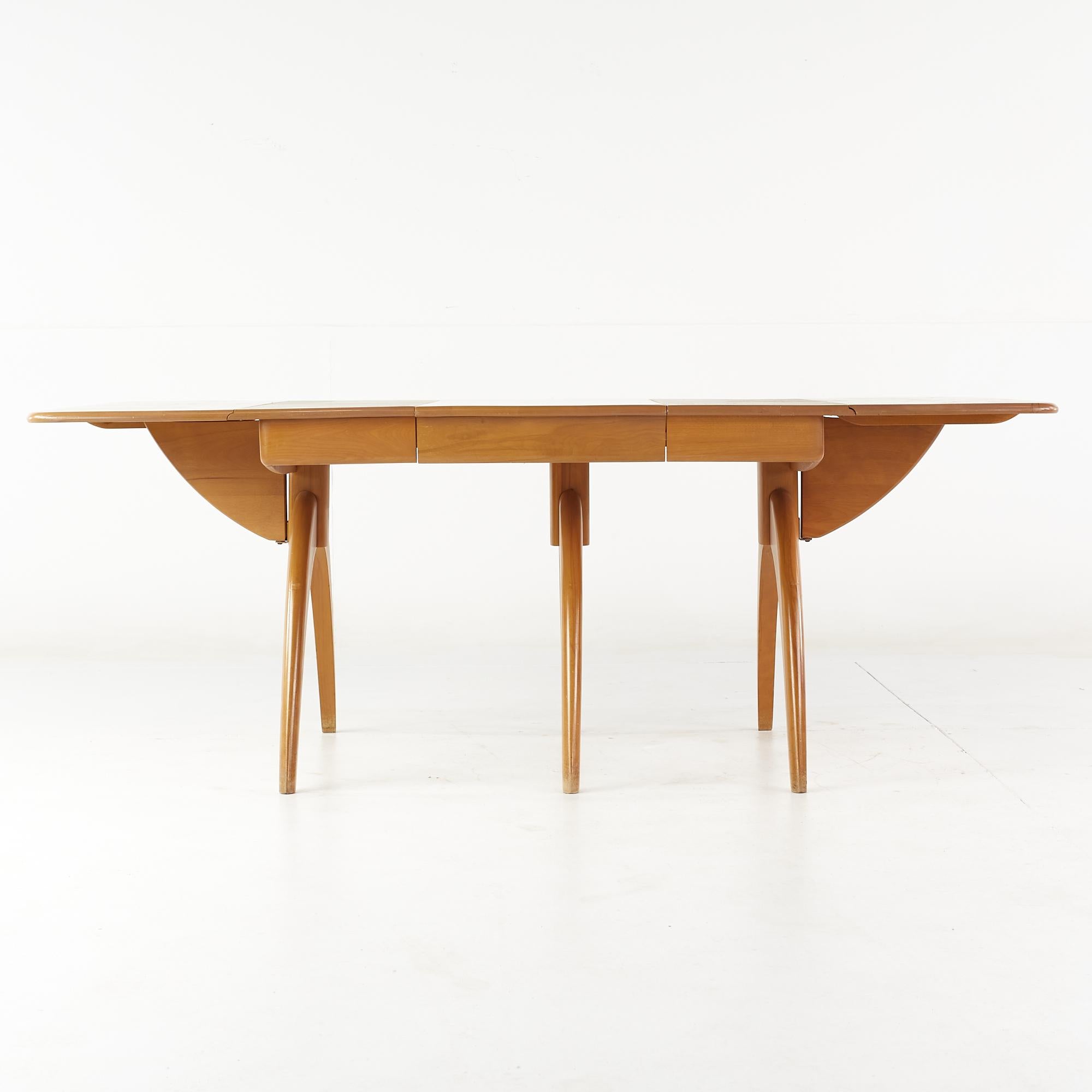 Heywood Wakefield Mid Century Wishbone Dining Table with 2 Leaves For Sale 1