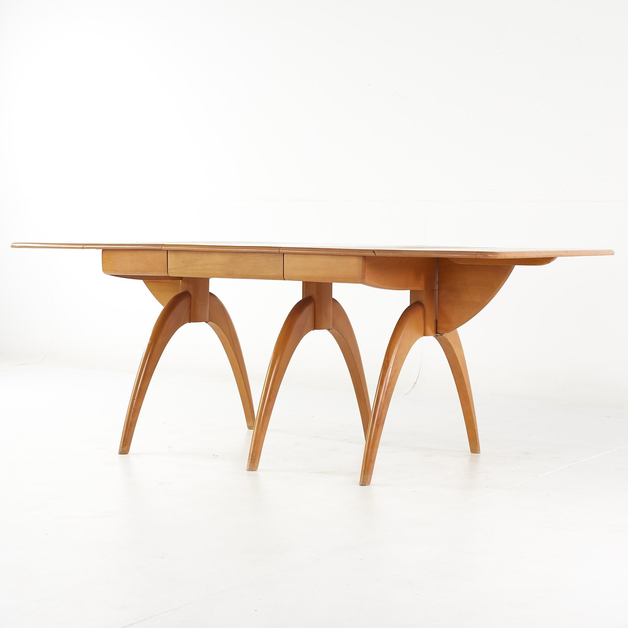 Heywood Wakefield Mid Century Wishbone Dining Table with 2 Leaves For Sale 2