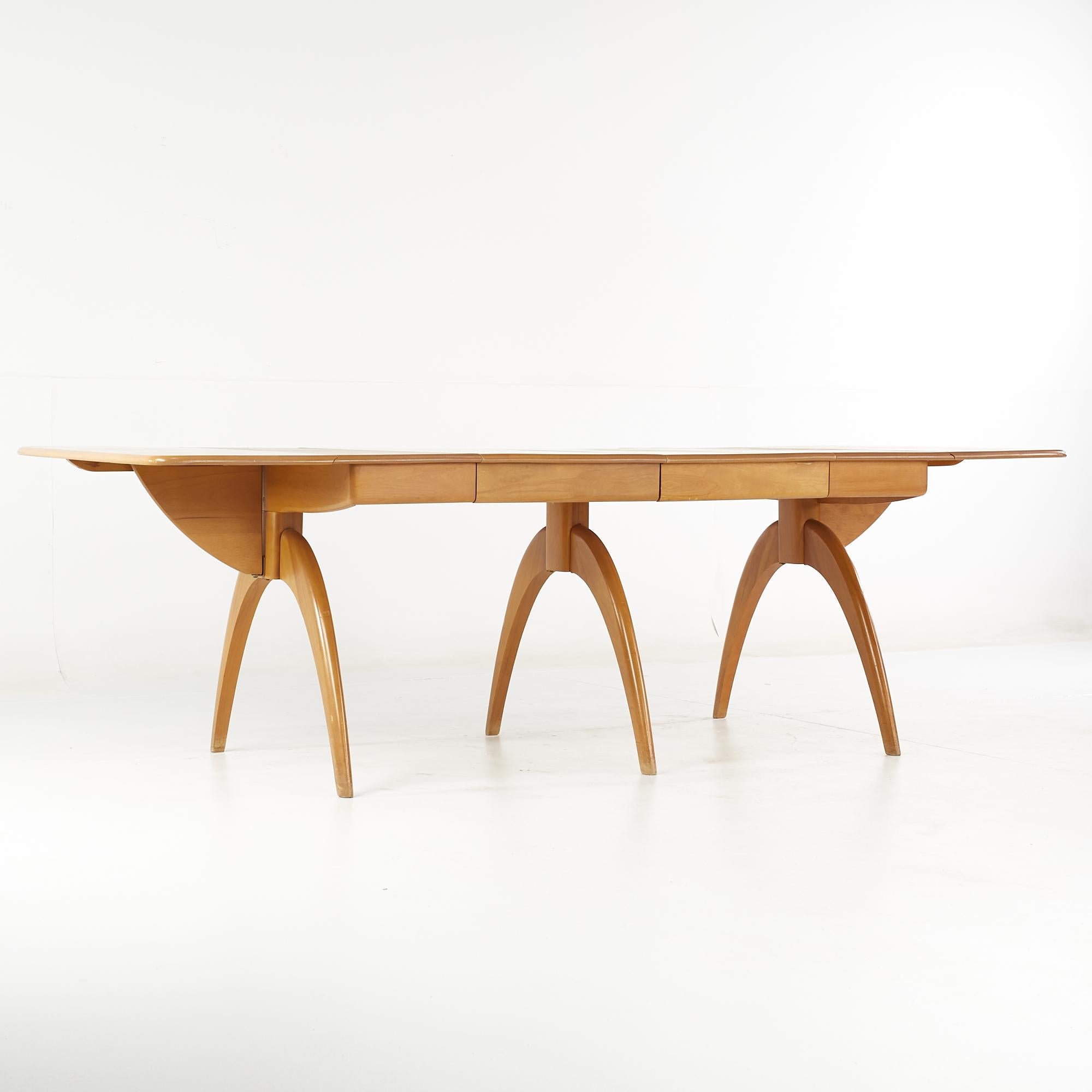 Heywood Wakefield Mid Century Wishbone Dining Table with 2 Leaves For Sale 4