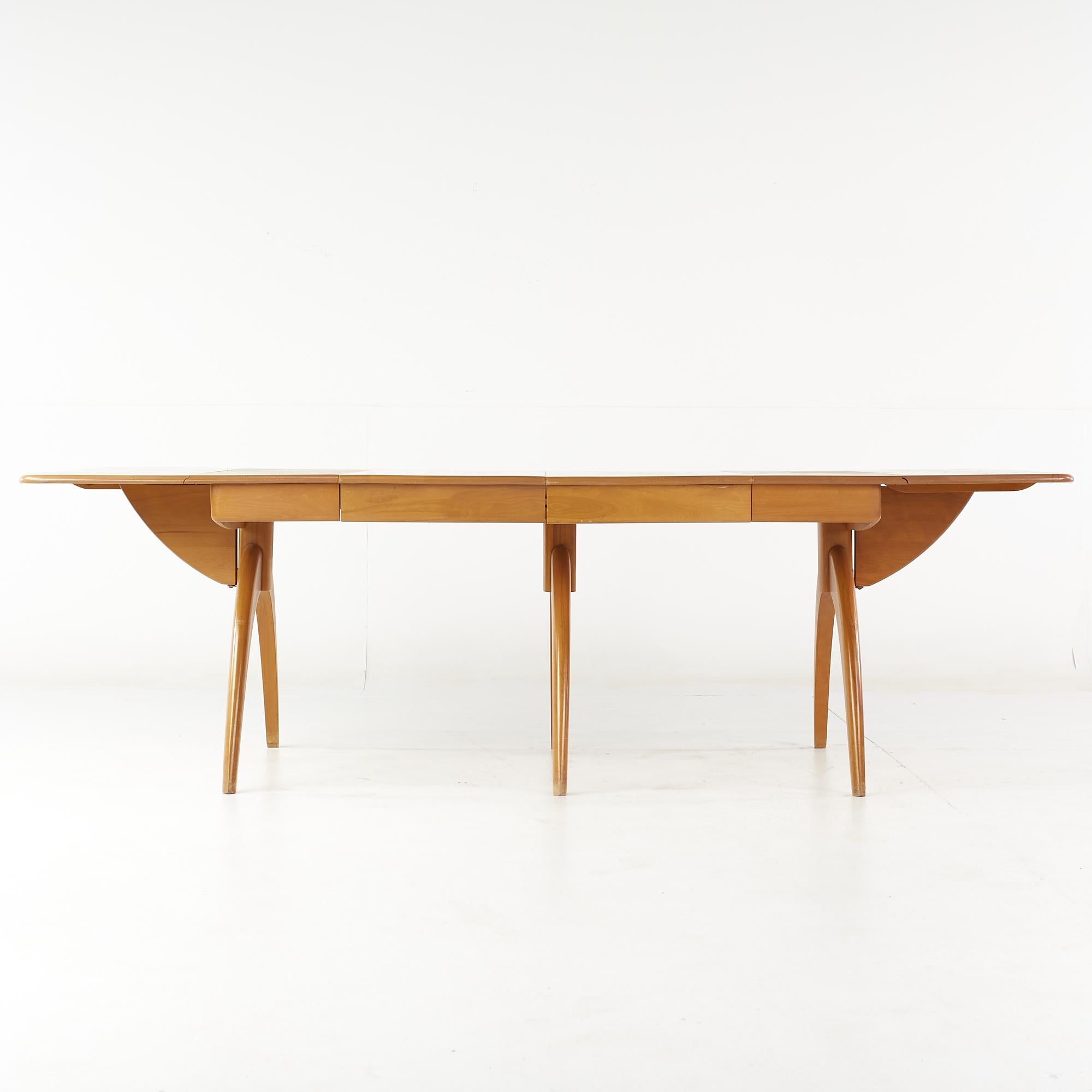 Heywood Wakefield Mid Century Wishbone Dining Table with 2 Leaves For Sale 5