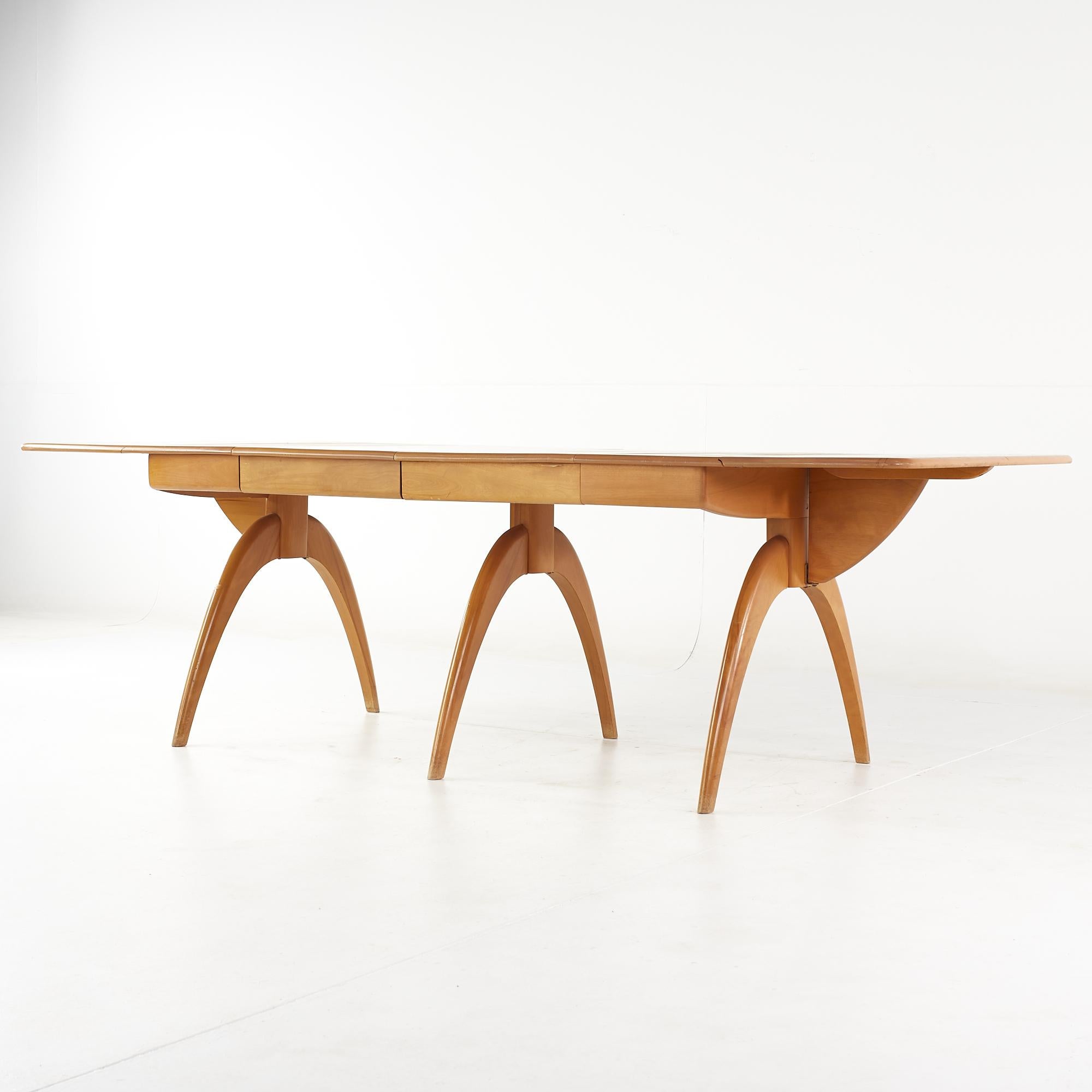 Heywood Wakefield Mid Century Wishbone Dining Table with 2 Leaves For Sale 6