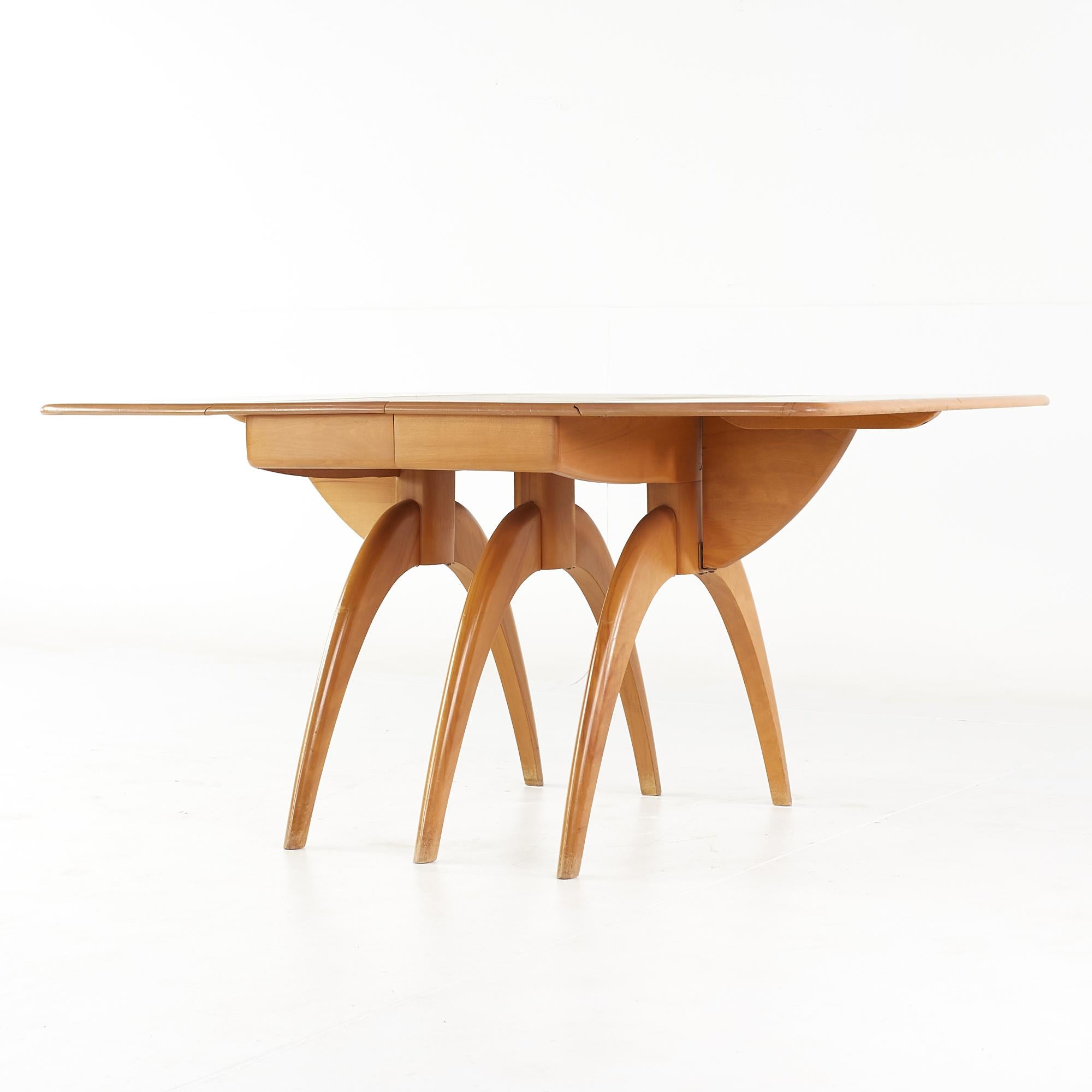 Mid-Century Modern Heywood Wakefield Mid Century Wishbone Dining Table with 2 Leaves For Sale