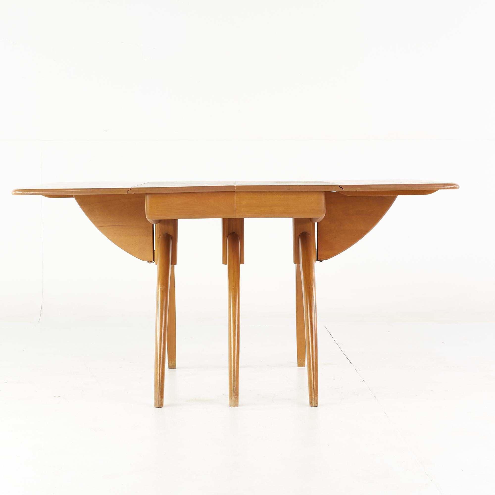 American Heywood Wakefield Mid Century Wishbone Dining Table with 2 Leaves For Sale