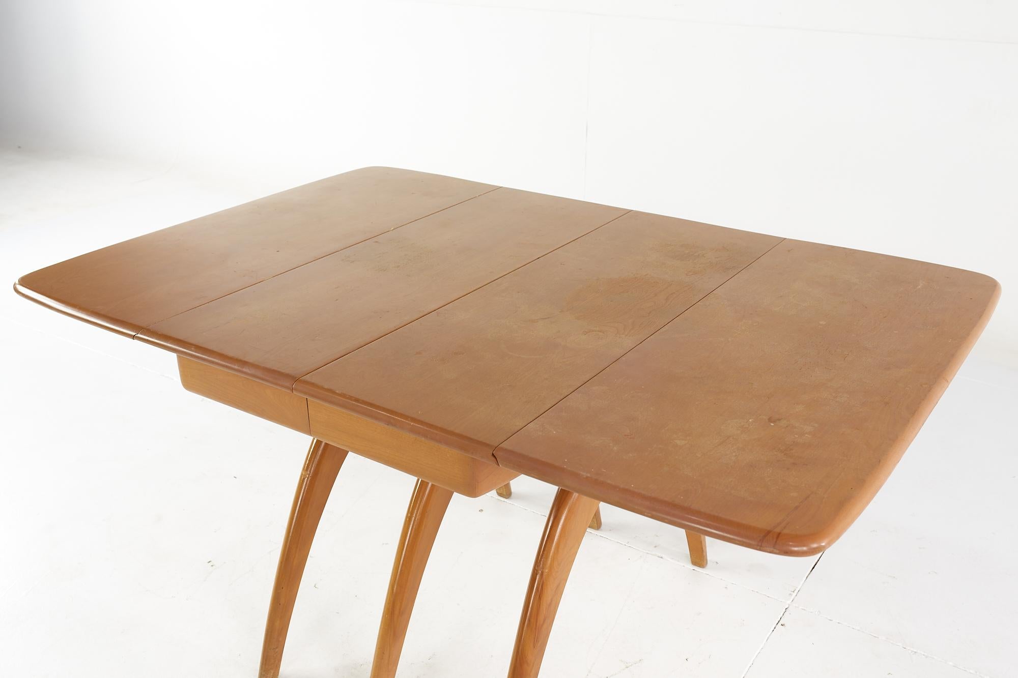 Late 20th Century Heywood Wakefield Mid Century Wishbone Dining Table with 2 Leaves For Sale
