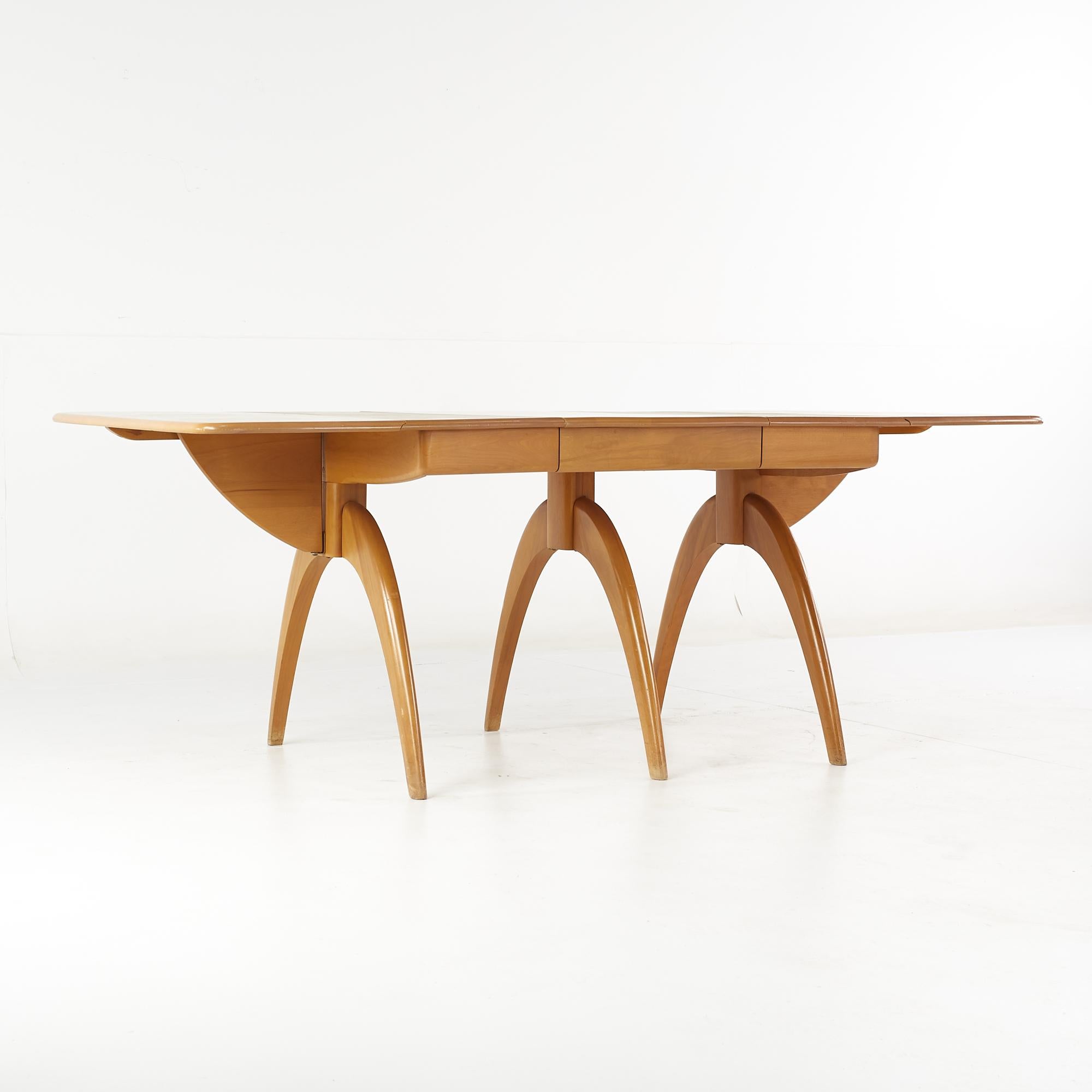 Wood Heywood Wakefield Mid Century Wishbone Dining Table with 2 Leaves For Sale
