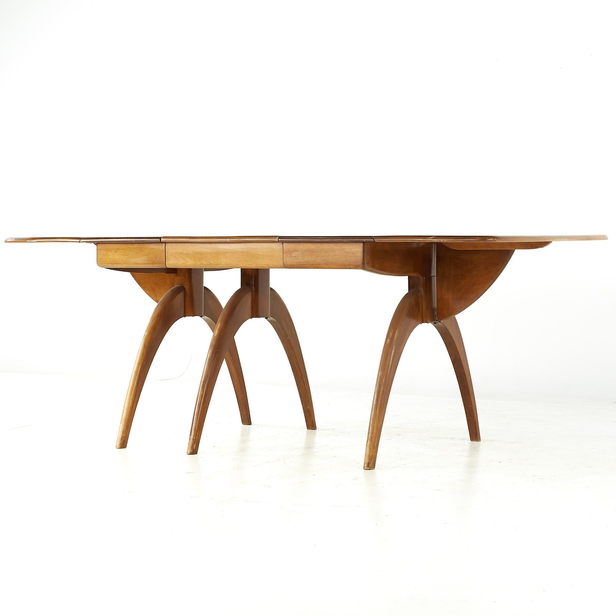 Heywood Wakefield Midcentury Wishbone Expanding Dining Table with 2 Leaves For Sale 4