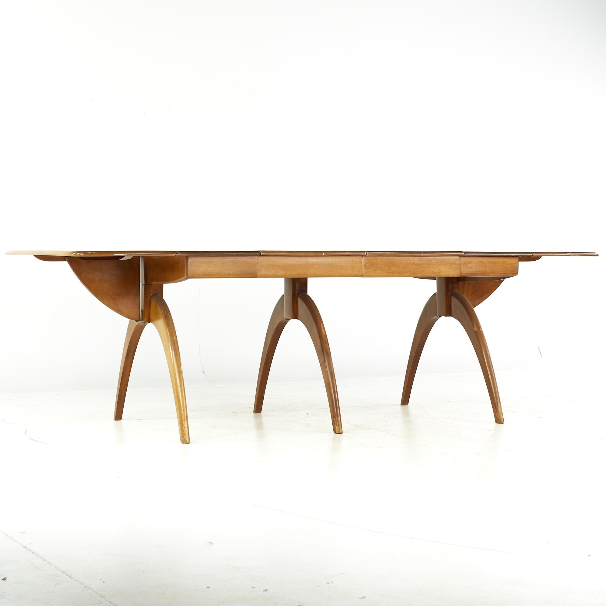 Heywood Wakefield Midcentury Wishbone Expanding Dining Table with 2 Leaves 5