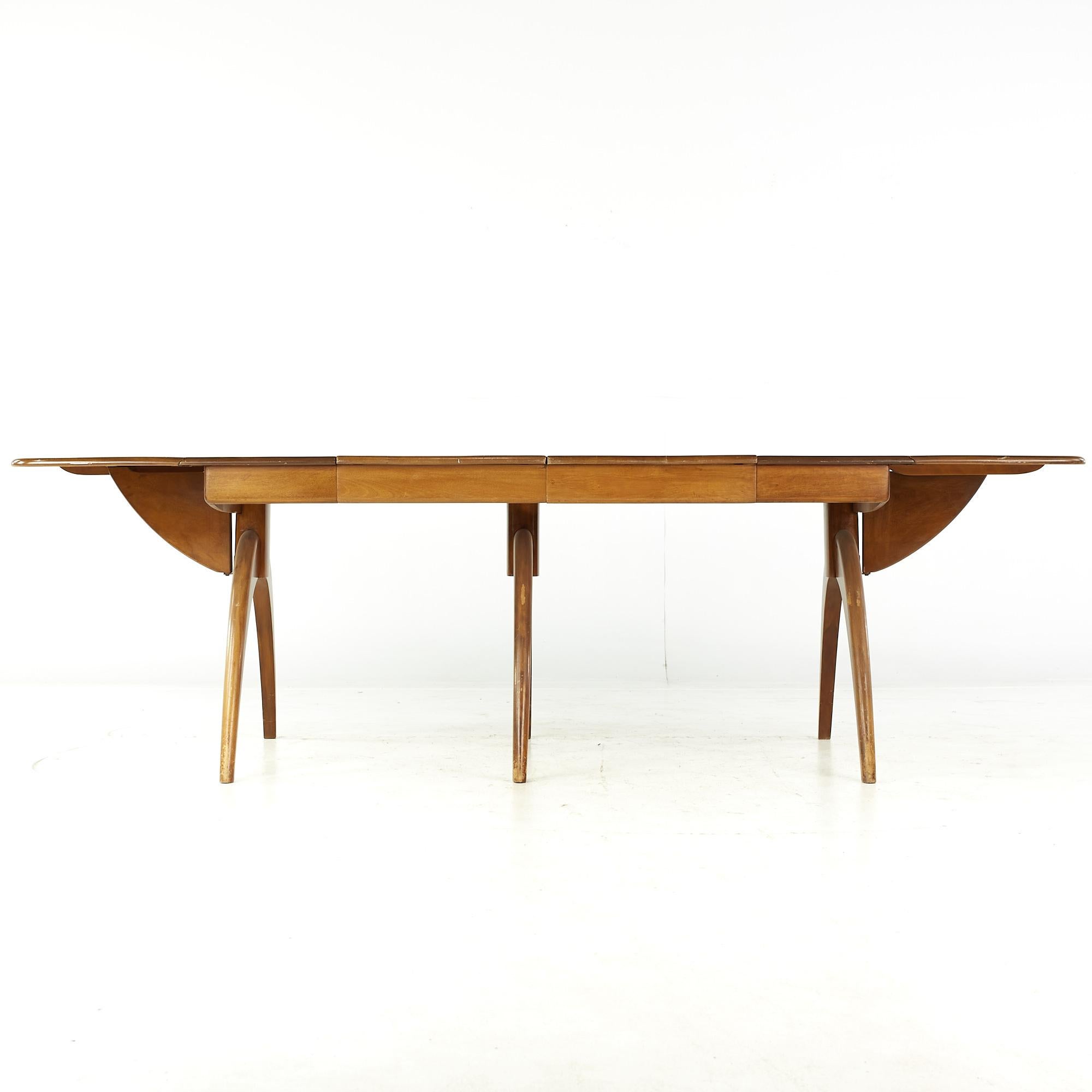 Heywood Wakefield Midcentury Wishbone Expanding Dining Table with 2 Leaves For Sale 6