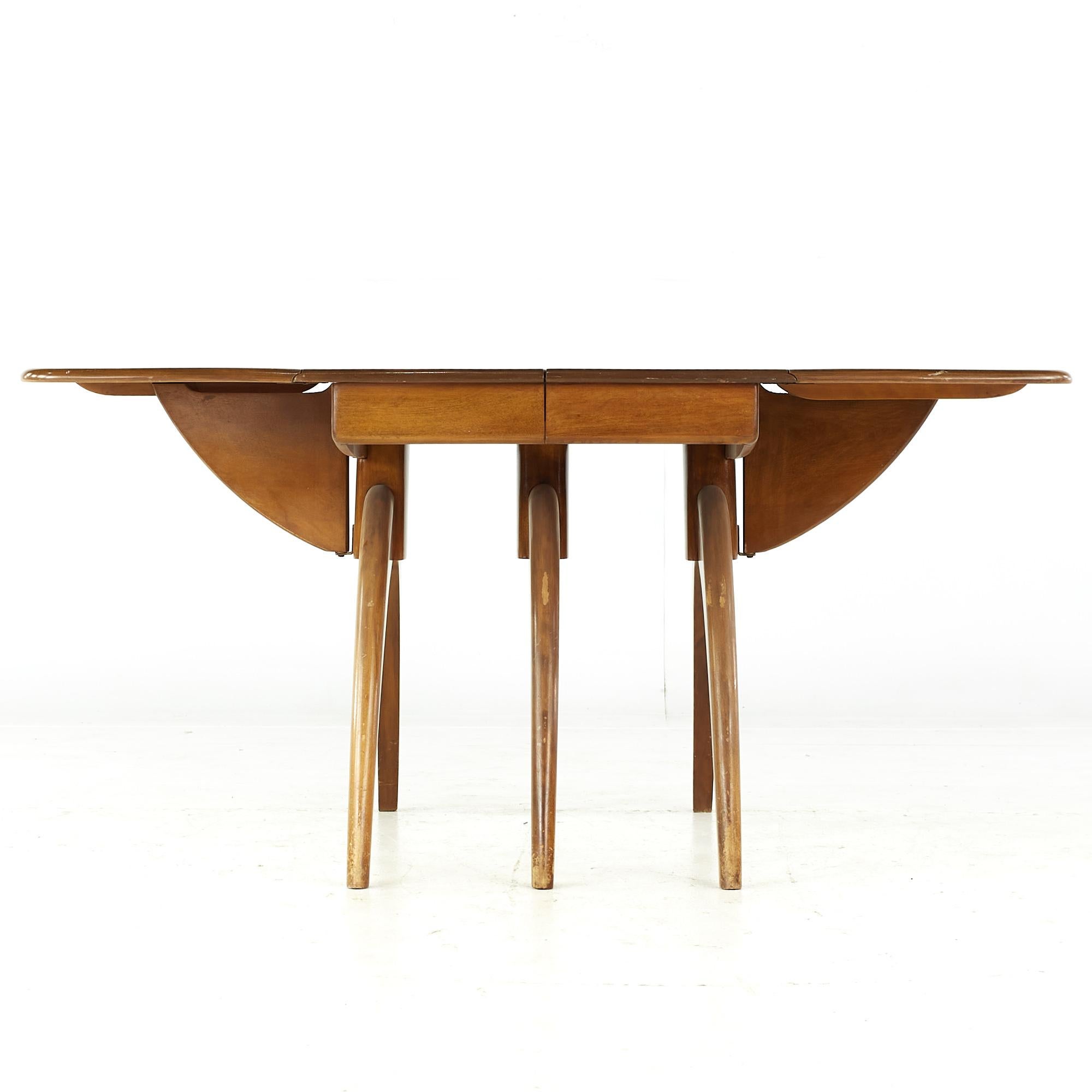 Late 20th Century Heywood Wakefield Midcentury Wishbone Expanding Dining Table with 2 Leaves For Sale