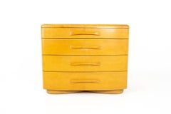 Heywood Wakefield Mid Century Blonde Solid Wood 4-Drawer Lowboy Dresser