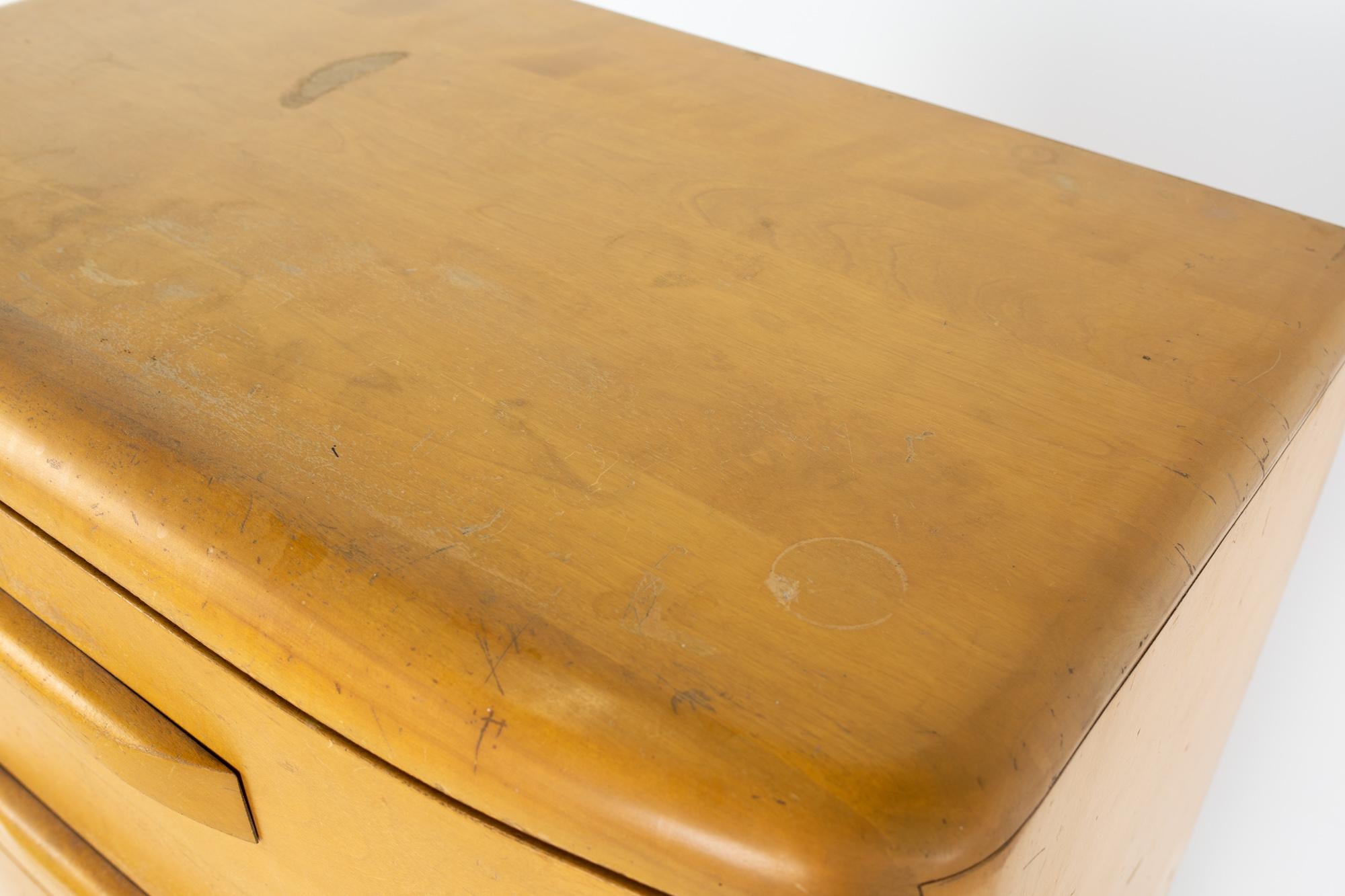 Mid-Century Modern Heywood Wakefield Mid Century Blonde Solid Wood 5 Drawer Highboy Dresser