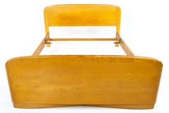 Heywood Wakefield Midcentury Blonde Solid Wood Queen Headboard and Footboard