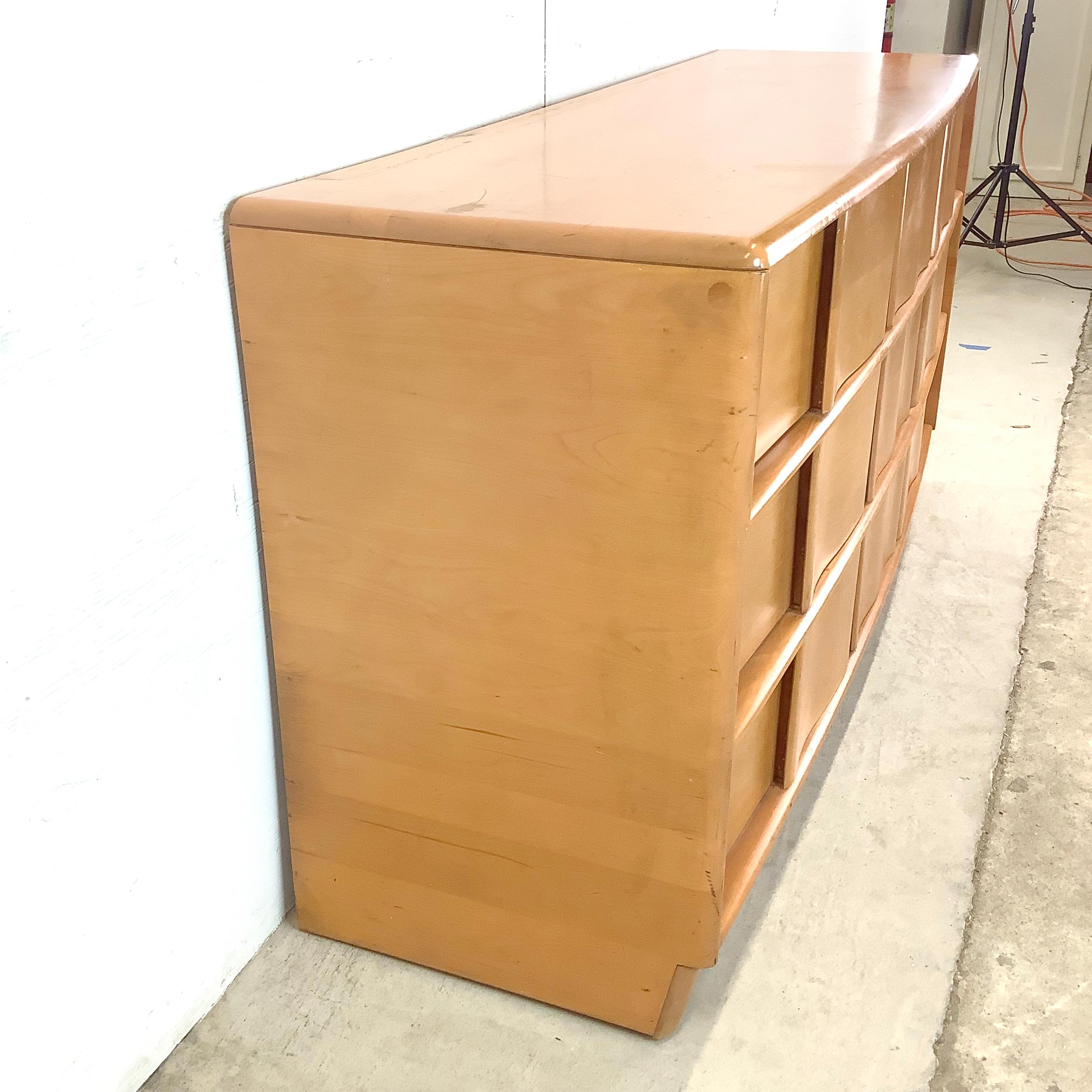 Heywood-Wakefield Nine Drawer Dresser with Mirror 7