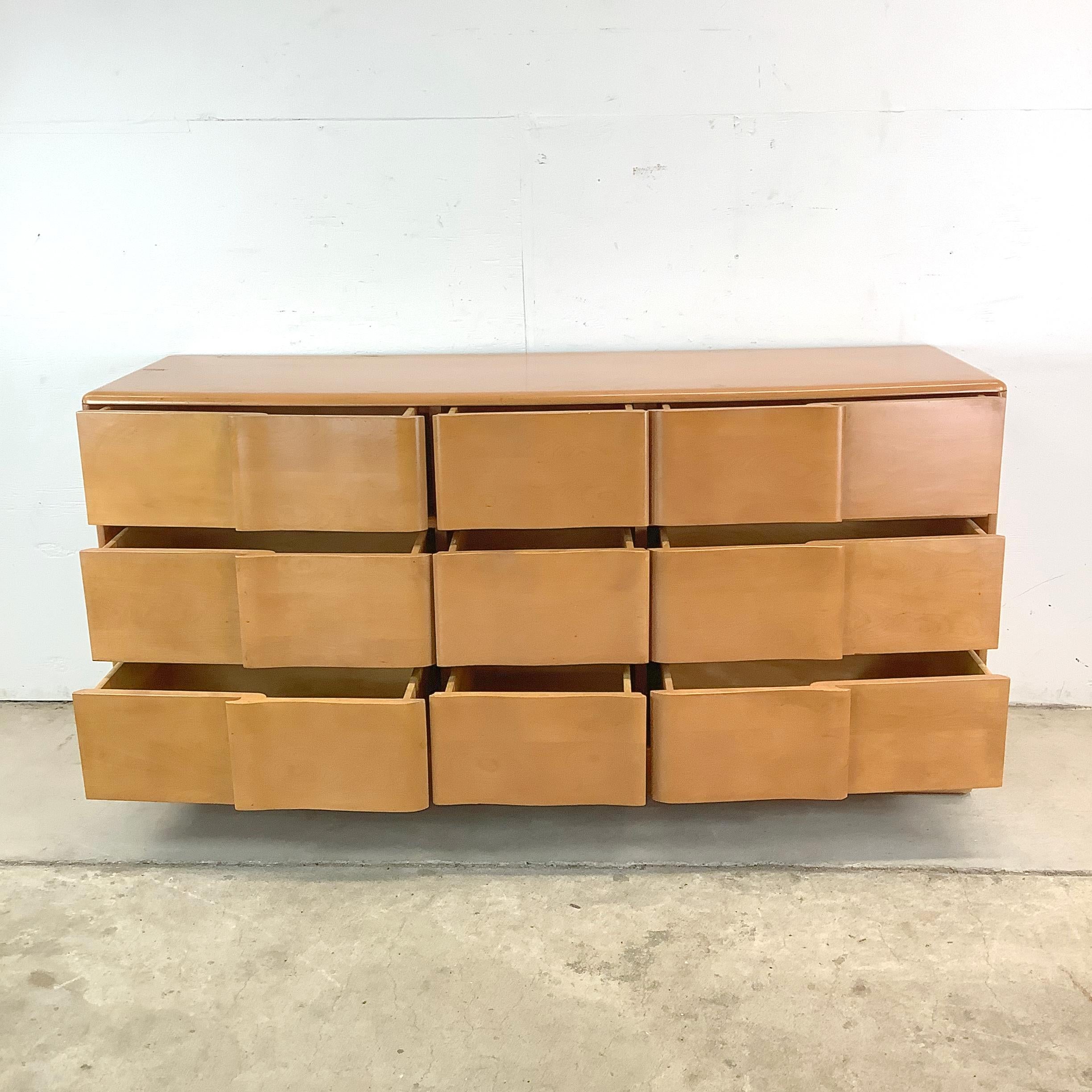 Heywood-Wakefield Nine Drawer Dresser with Mirror 9