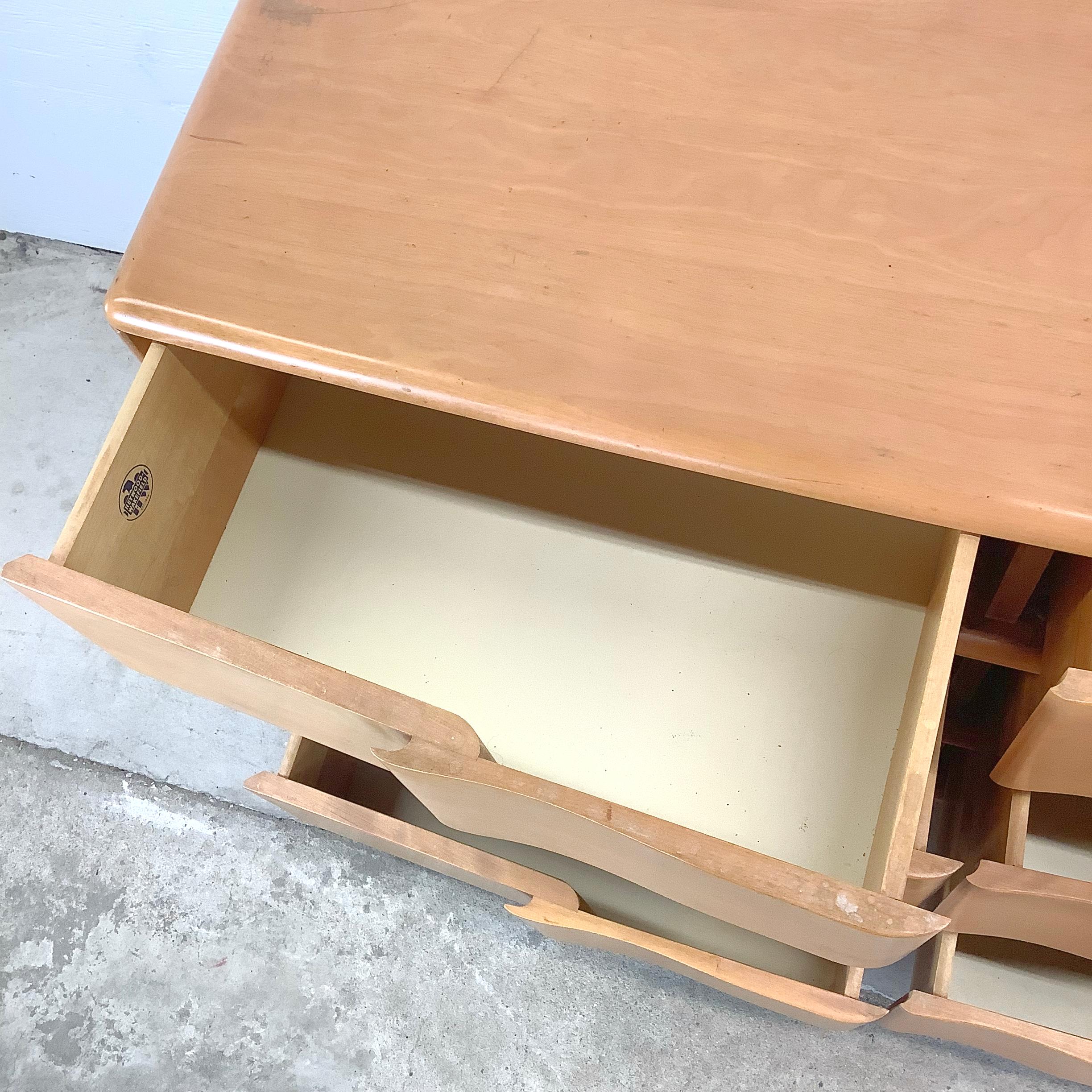 Heywood-Wakefield Nine Drawer Dresser with Mirror 11