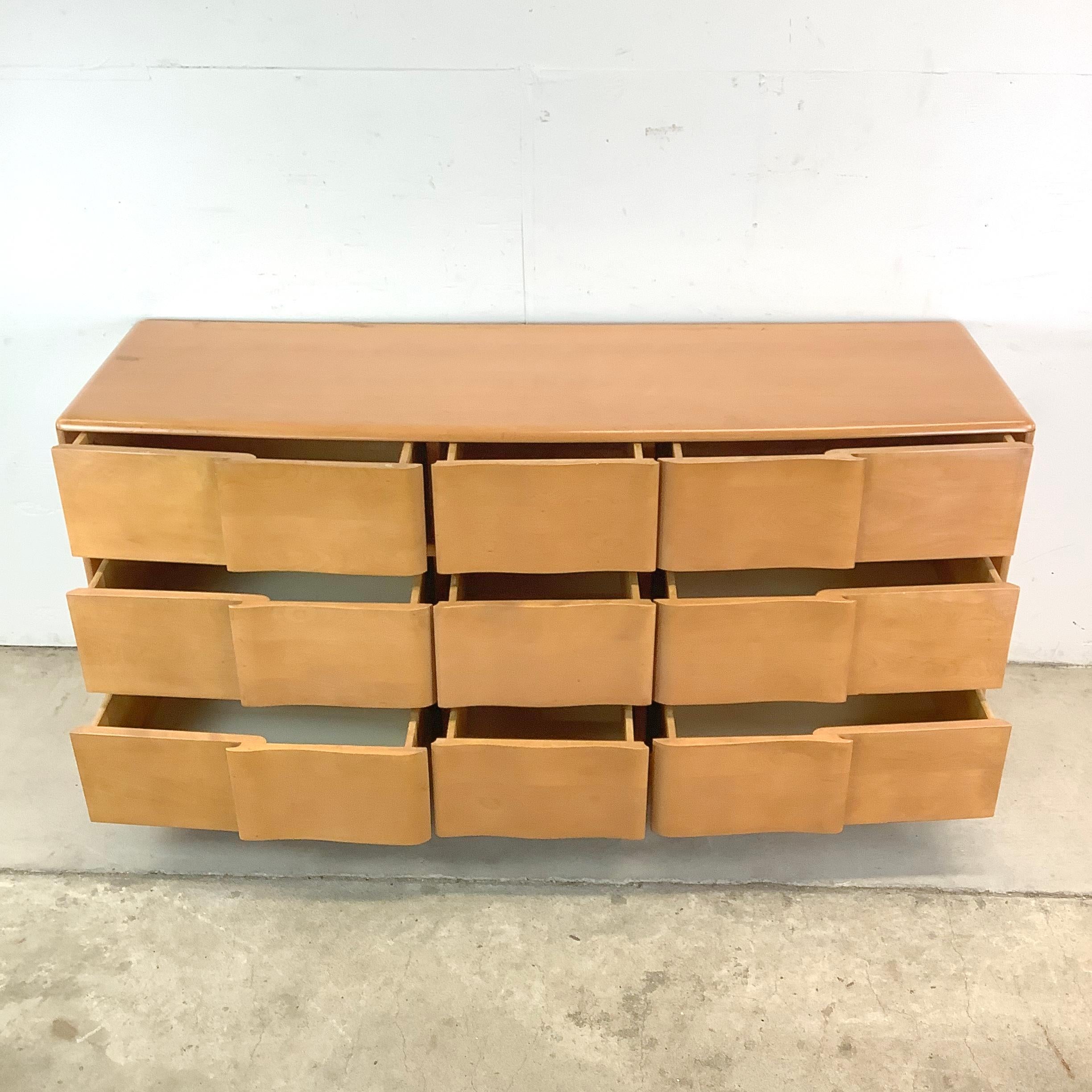 Mid-Century Modern Heywood-Wakefield Nine Drawer Dresser with Mirror