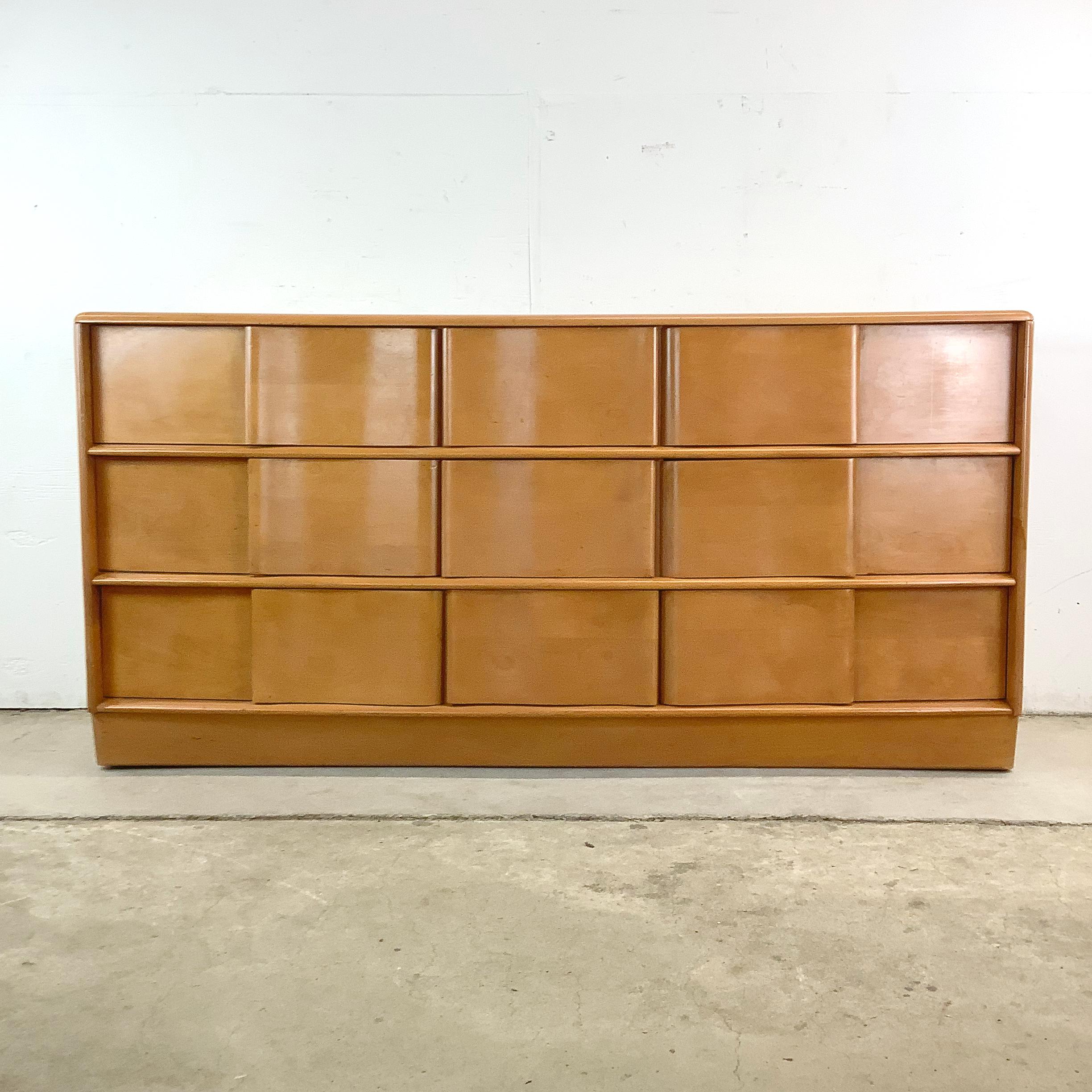 American Heywood-Wakefield Nine Drawer Dresser with Mirror