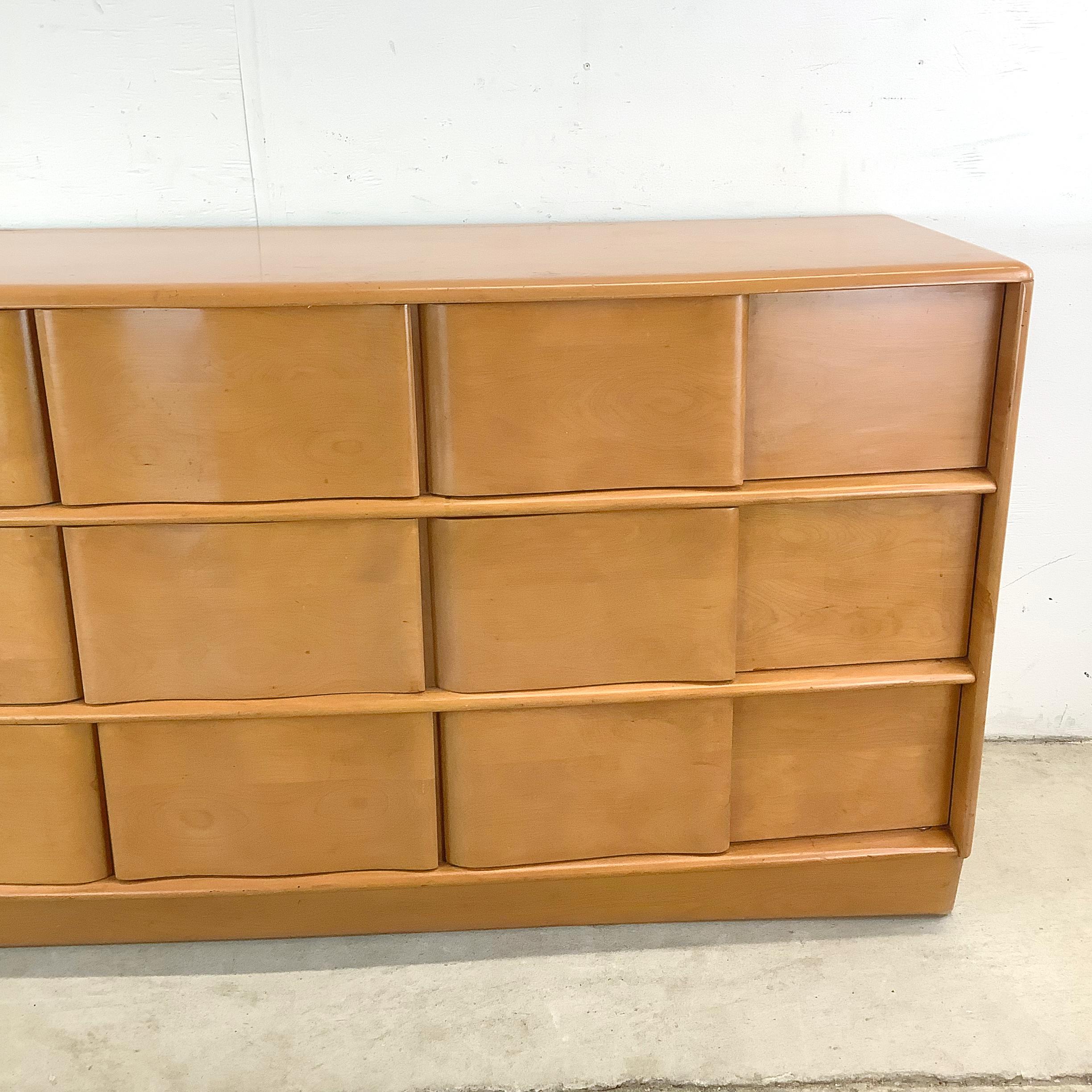 20th Century Heywood-Wakefield Nine Drawer Dresser with Mirror