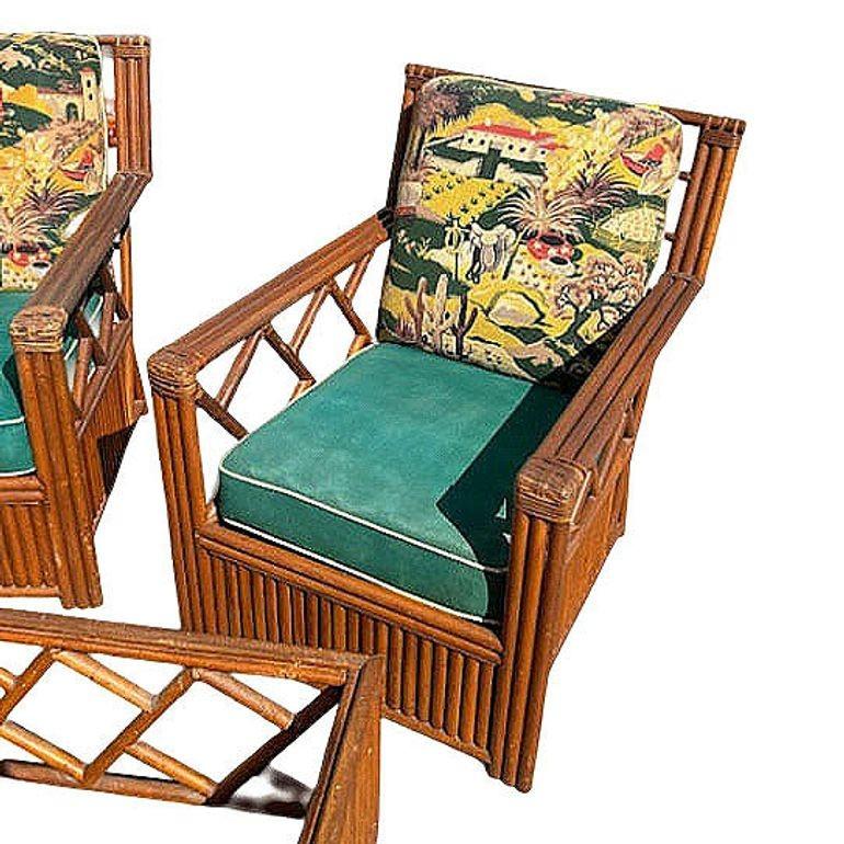 Ensemble original de salon Heywood Wakefield comprenant une paire de chaises longues en 