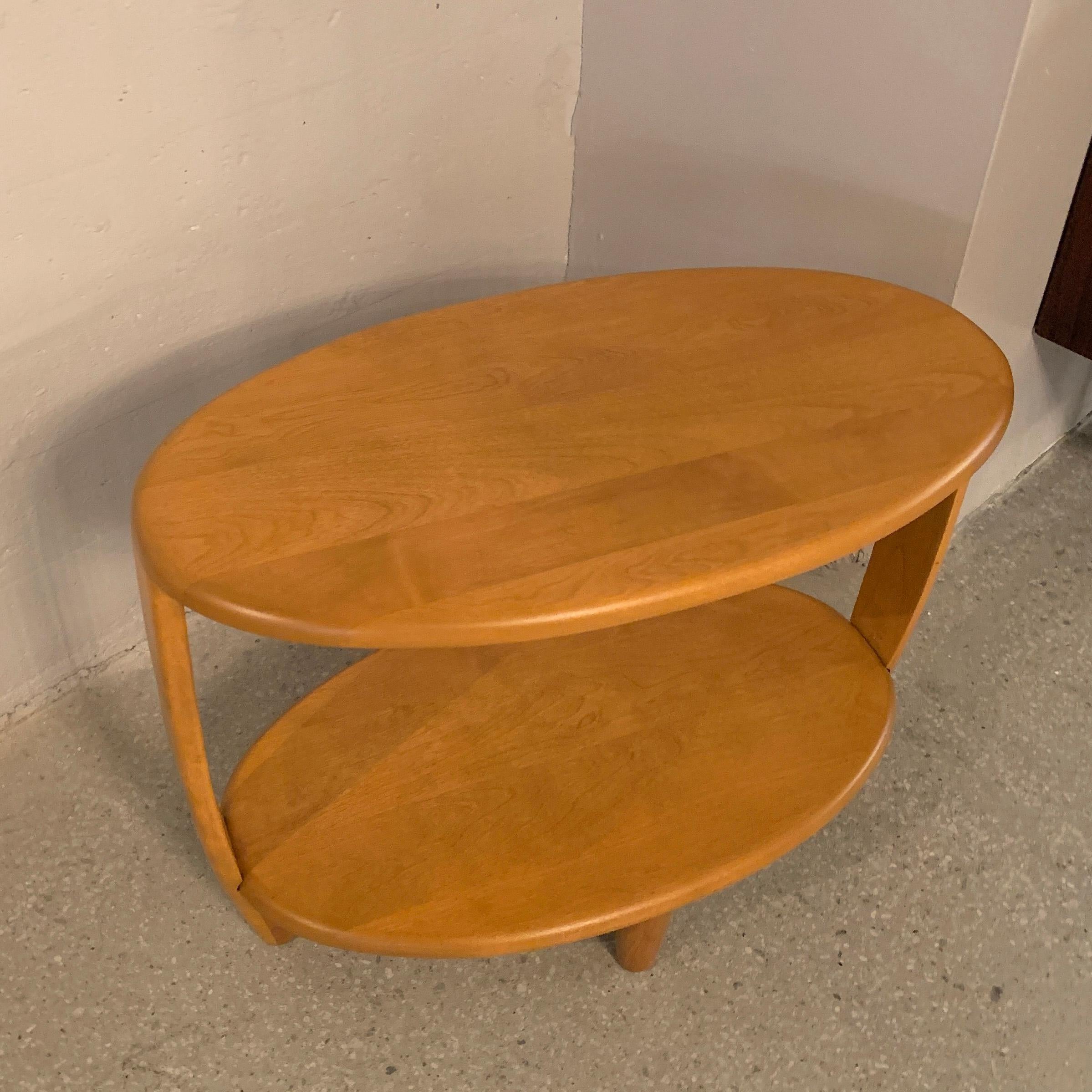 Heywood Wakefield Oval Tiered Birch Side Table 1