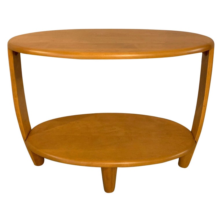 Heywood Wakefield Oval Tiered Birch Side Table at 1stDibs
