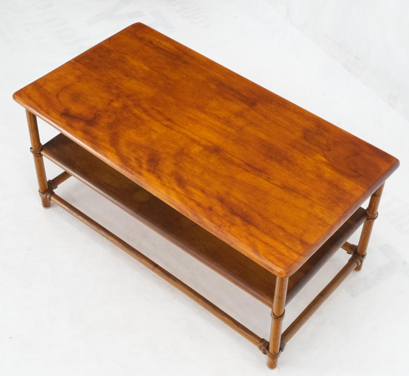 American Heywood Wakefield Reed Solid Maple & Oak Two Tier Rectangle Coffee Table