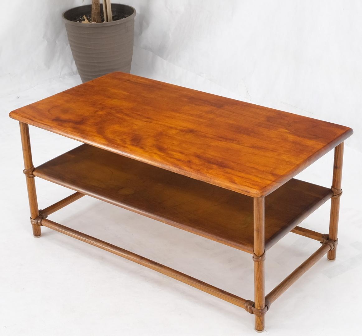 Lacquered Heywood Wakefield Reed Solid Maple & Oak Two Tier Rectangle Coffee Table