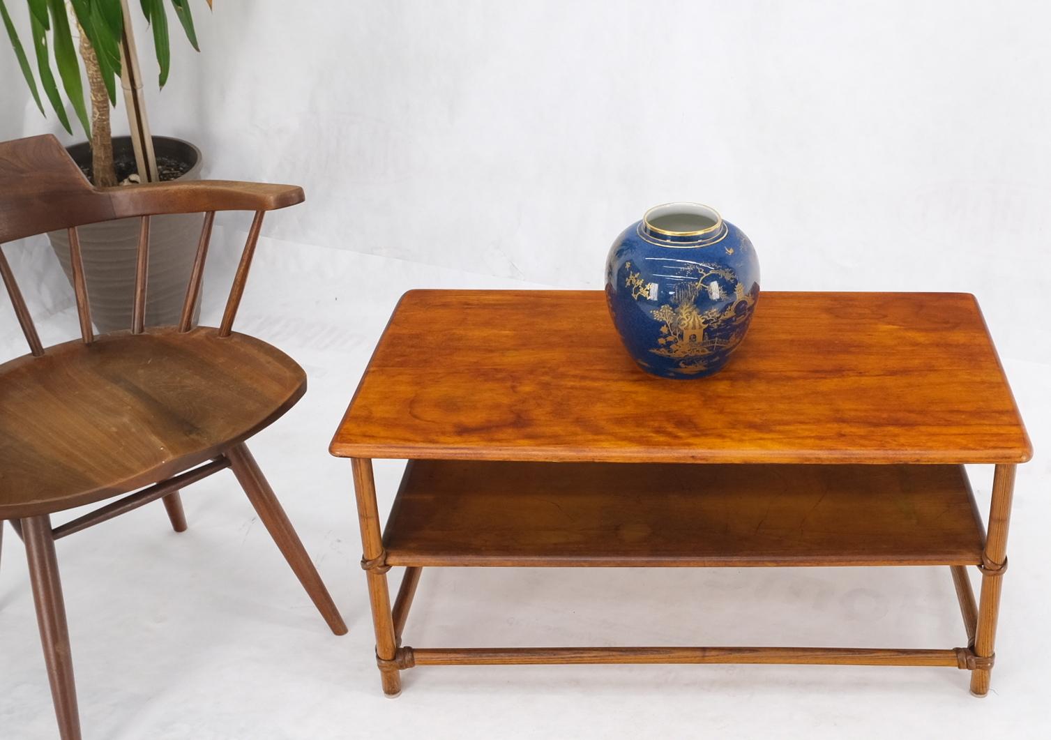 20th Century Heywood Wakefield Reed Solid Maple & Oak Two Tier Rectangle Coffee Table