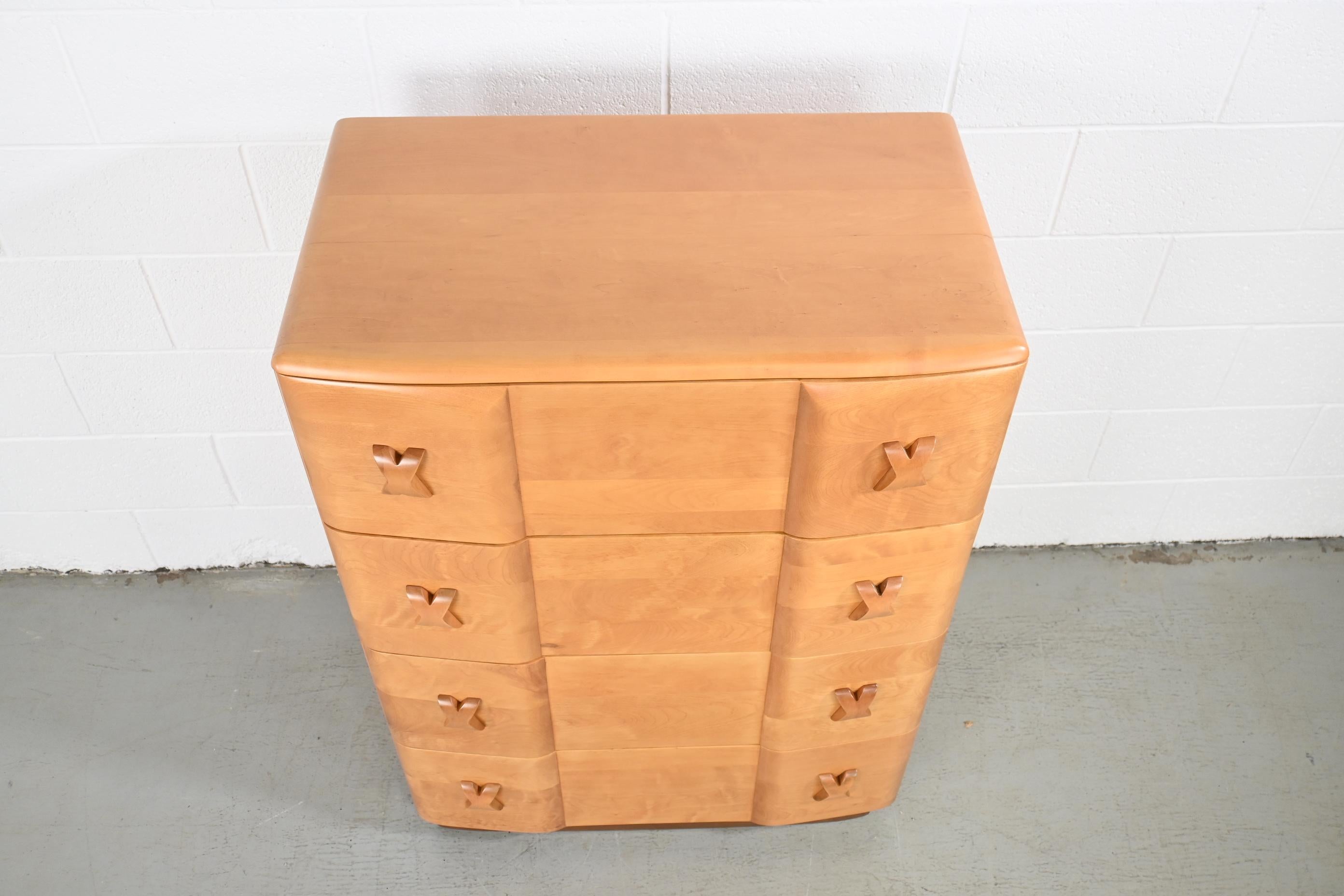 American Heywood-Wakefield Rio Highboy Dresser, 1940s, Newly Refinished