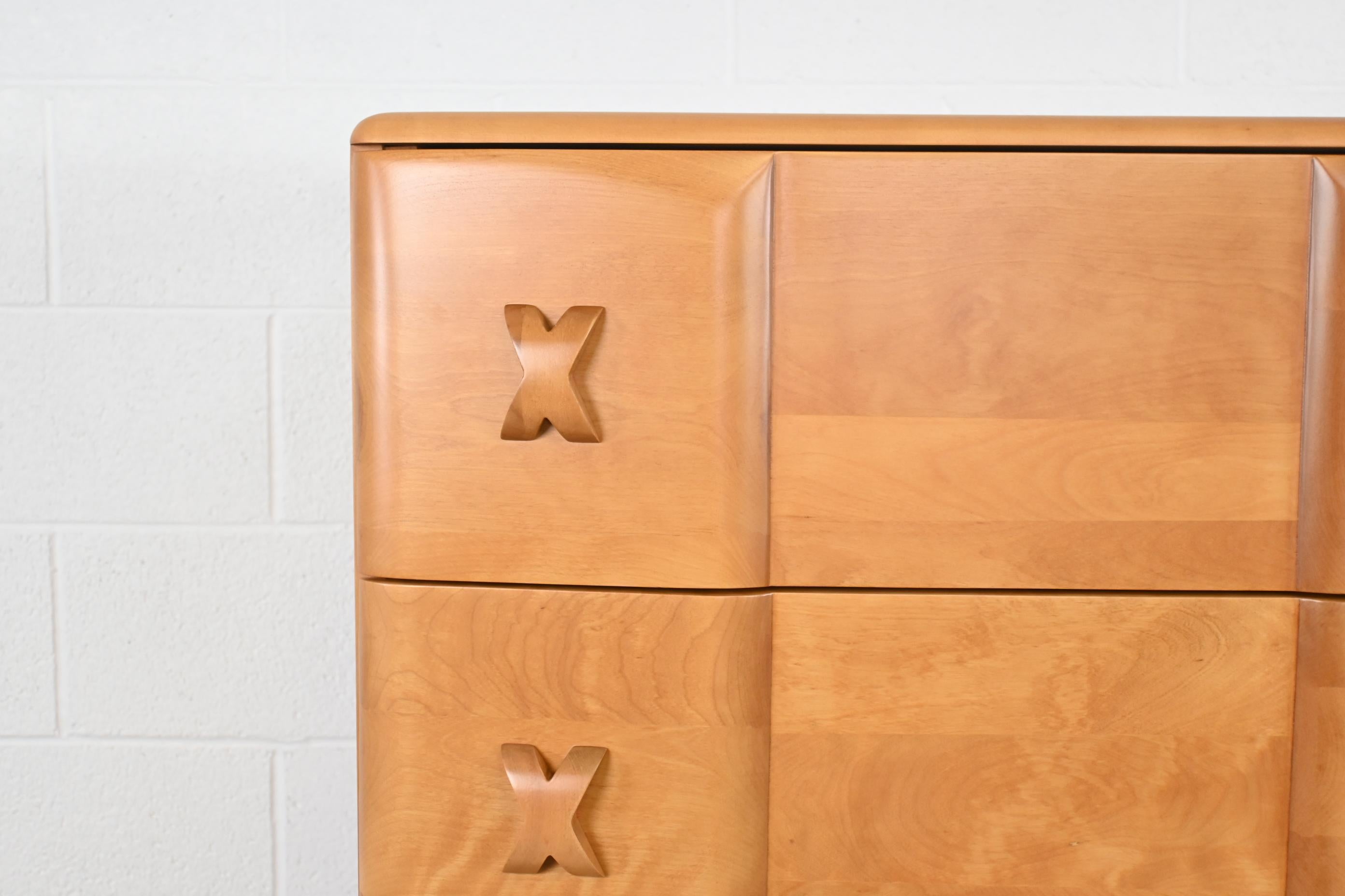 Lacquered Heywood-Wakefield Rio Highboy Dresser, 1940s, Newly Refinished