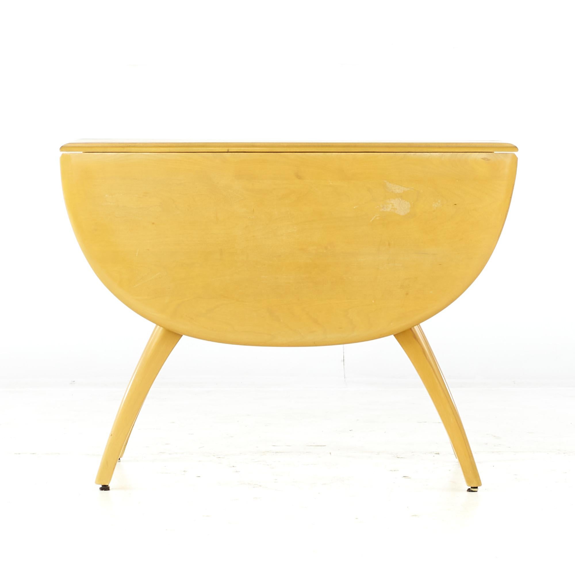 Mid-Century Modern Heywood Wakefield Round Edge Wishbone MCM Dining Table with 2 Leaves For Sale