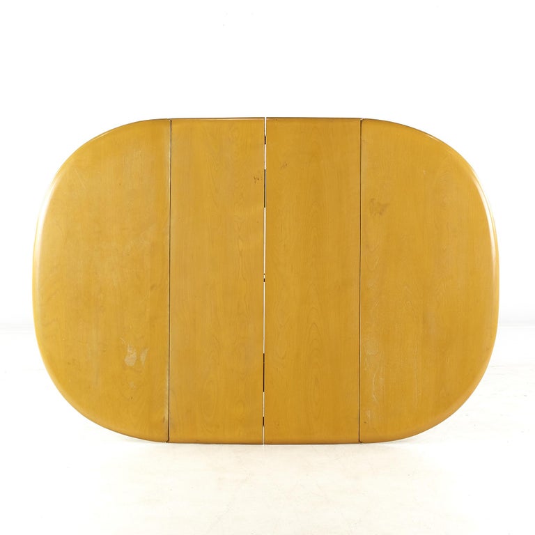 Heywood Wakefield Round Edge Wishbone MCM Dining Table with 2 Leaves