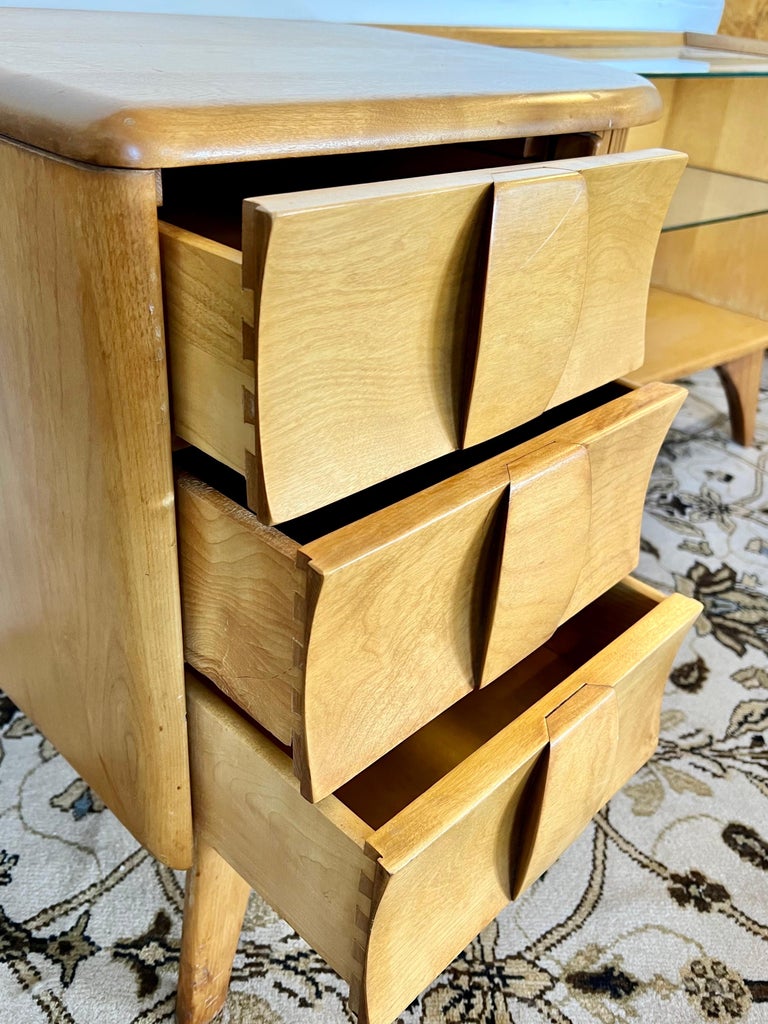 Heywood Wakefield Sculptura Champagne Entertainment Center Console at