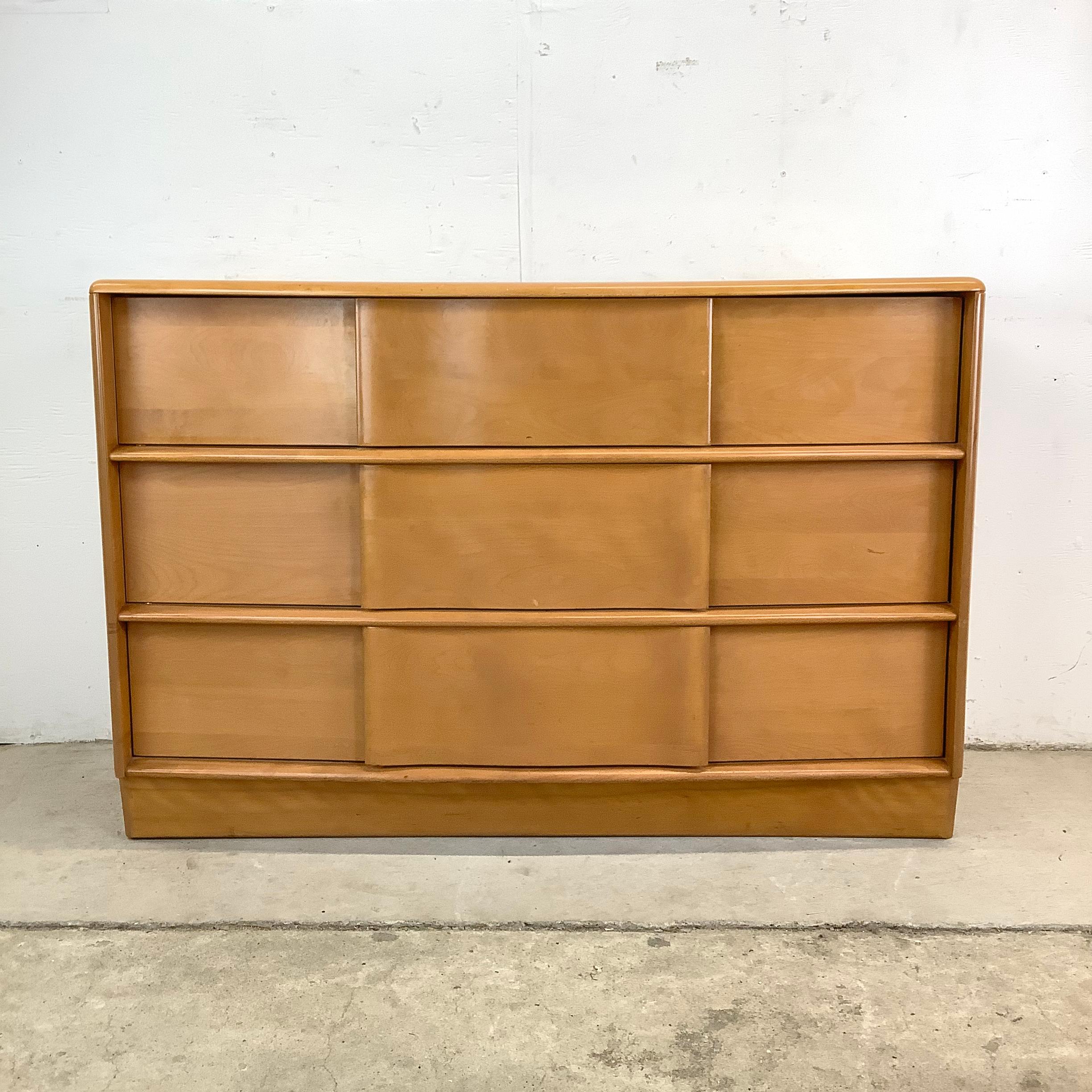 American Heywood-Wakefield Sculptura Dresser with Mirror For Sale