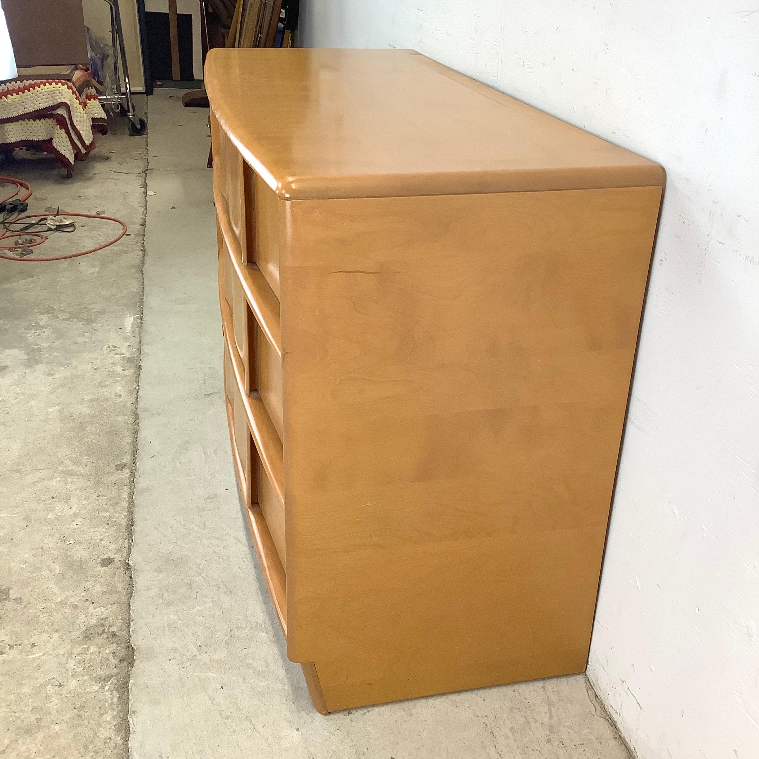 Wood Heywood-Wakefield Sculptura Dresser with Mirror For Sale