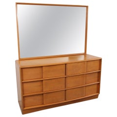 Heywood Wakefield Sculptura Low Dresser with Mirror