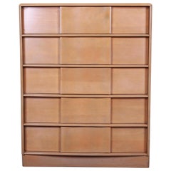 Vintage Heywood Wakefield Sculptura Mid-Century Modern Solid Maple Highboy Dresser