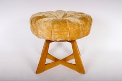 Heywood Wakefield "Sculptura" Tufted Maple Swivel Stool, 1950s