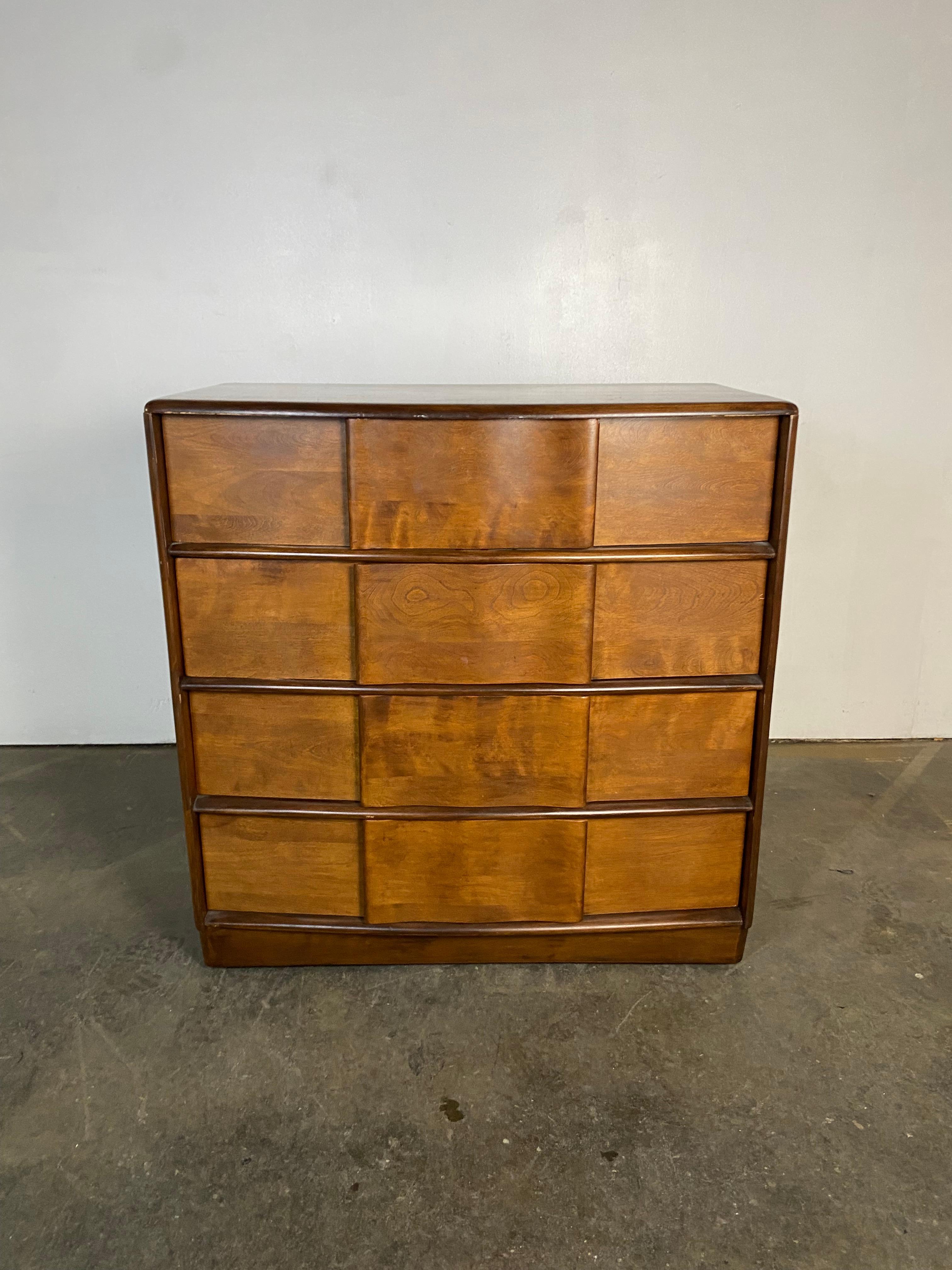 Mid-Century Modern Heywood Wakefield Scultptura Four Drawer Dresser