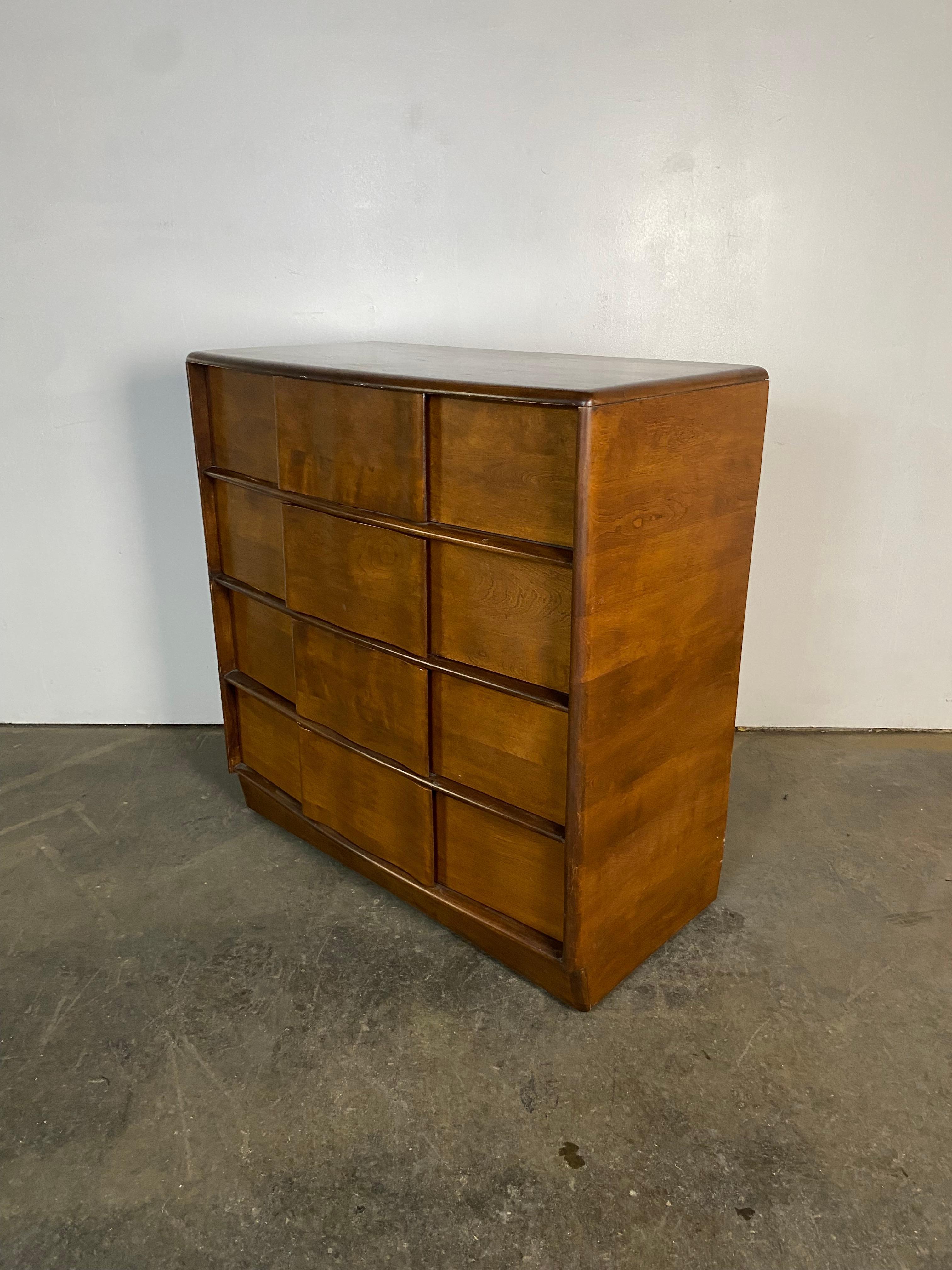 American Heywood Wakefield Scultptura Four Drawer Dresser