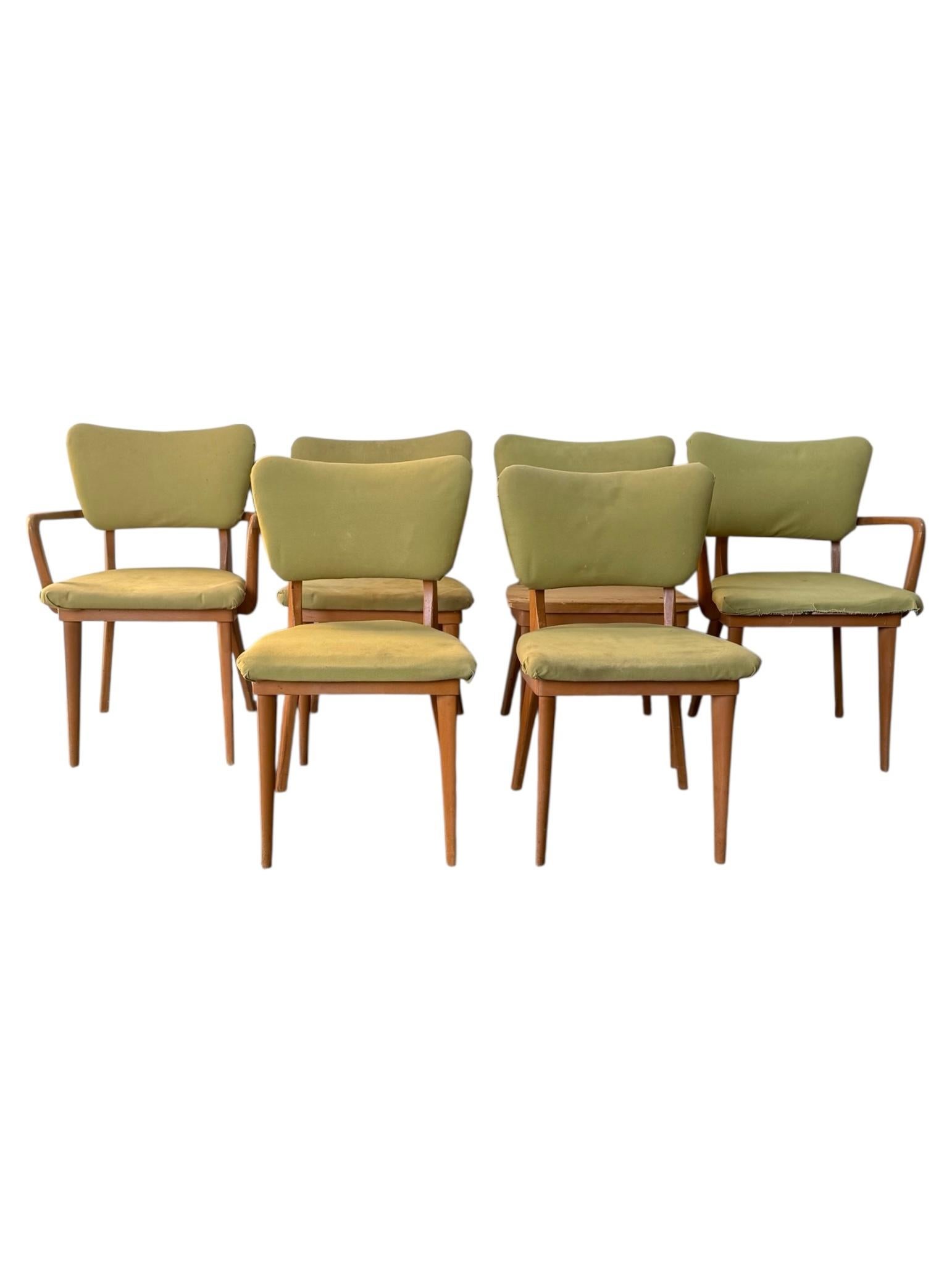 Mid-Century moderno Set di 6 sedie da pranzo Heywood Wakefield in vendita