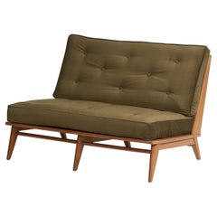 Heywood Wakefield, Settee, Ahorn, Stoff, USA, 1950er Jahre