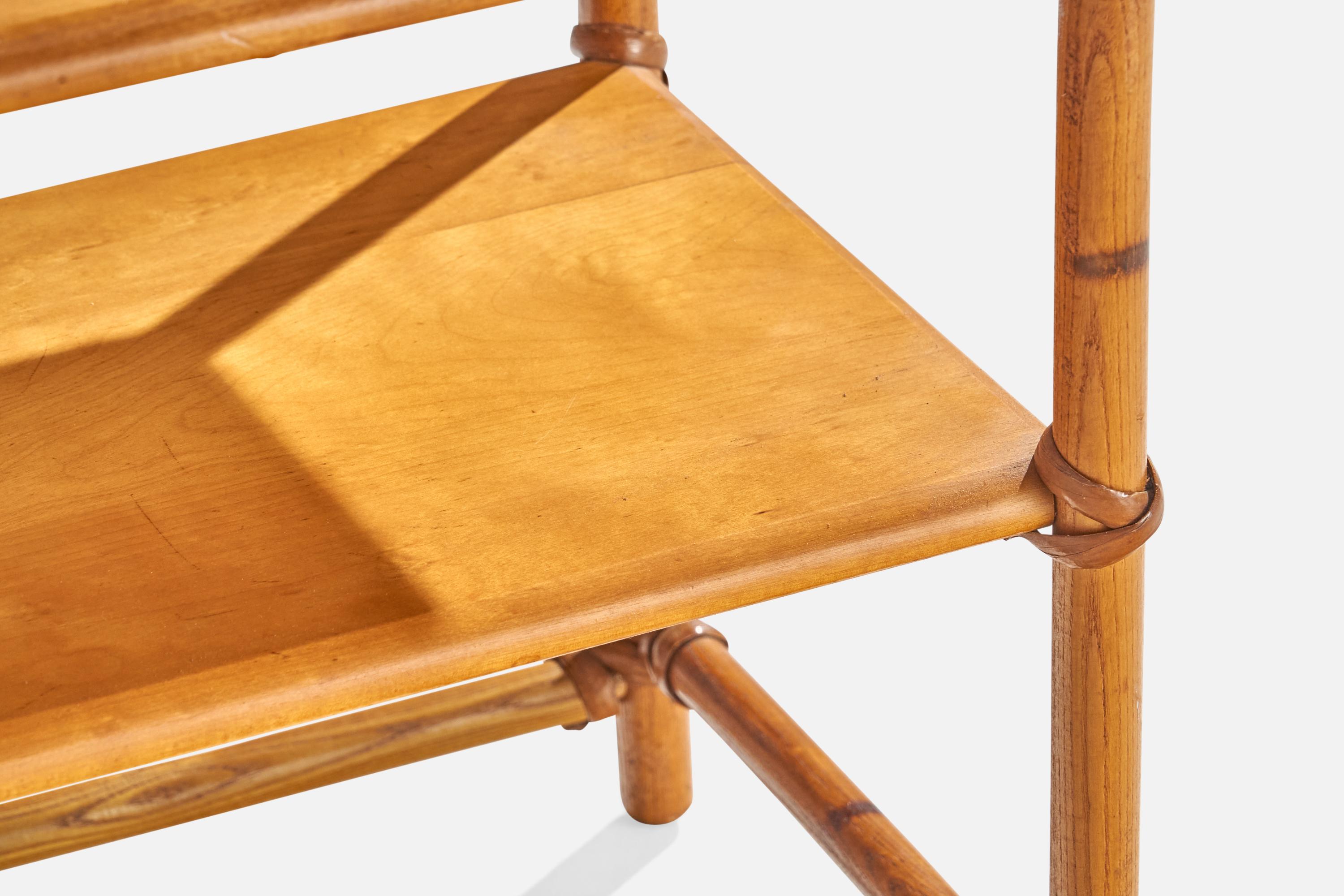 Heywood Wakefield, Tavolini, Oak, Rattan, USA, anni '50 in vendita 1